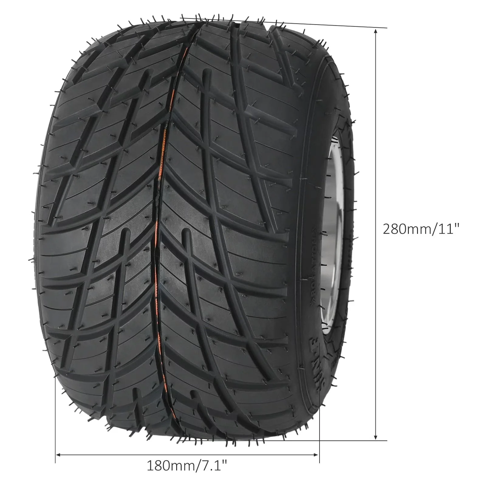 Classic Golf Cart Tire with 3 Holes Drift Trike, Buggy Lawn Mower, Set 4 Go Kart Tires and Rims - Model CE7086