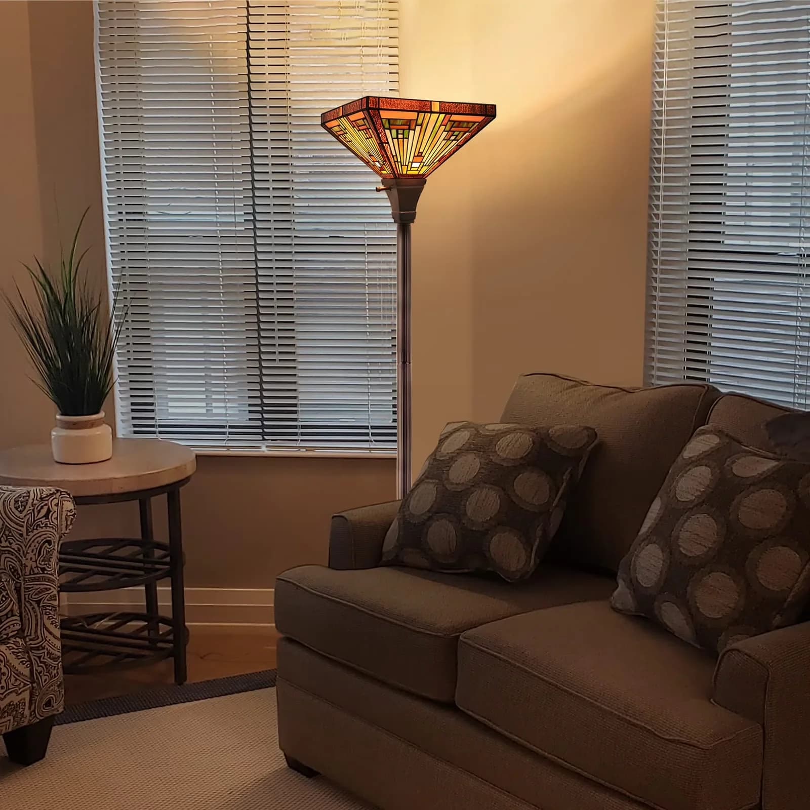 Versatile Floor Lamp with Incandescent, Torchiere Lamps - Copper Green Model DF34C3