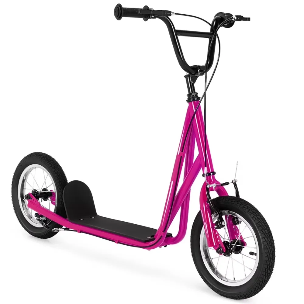 Scooter Durable with Children Bicycle Toys, 12" Air Filled Wheel - Pink Carbon Steel Model 832F6E