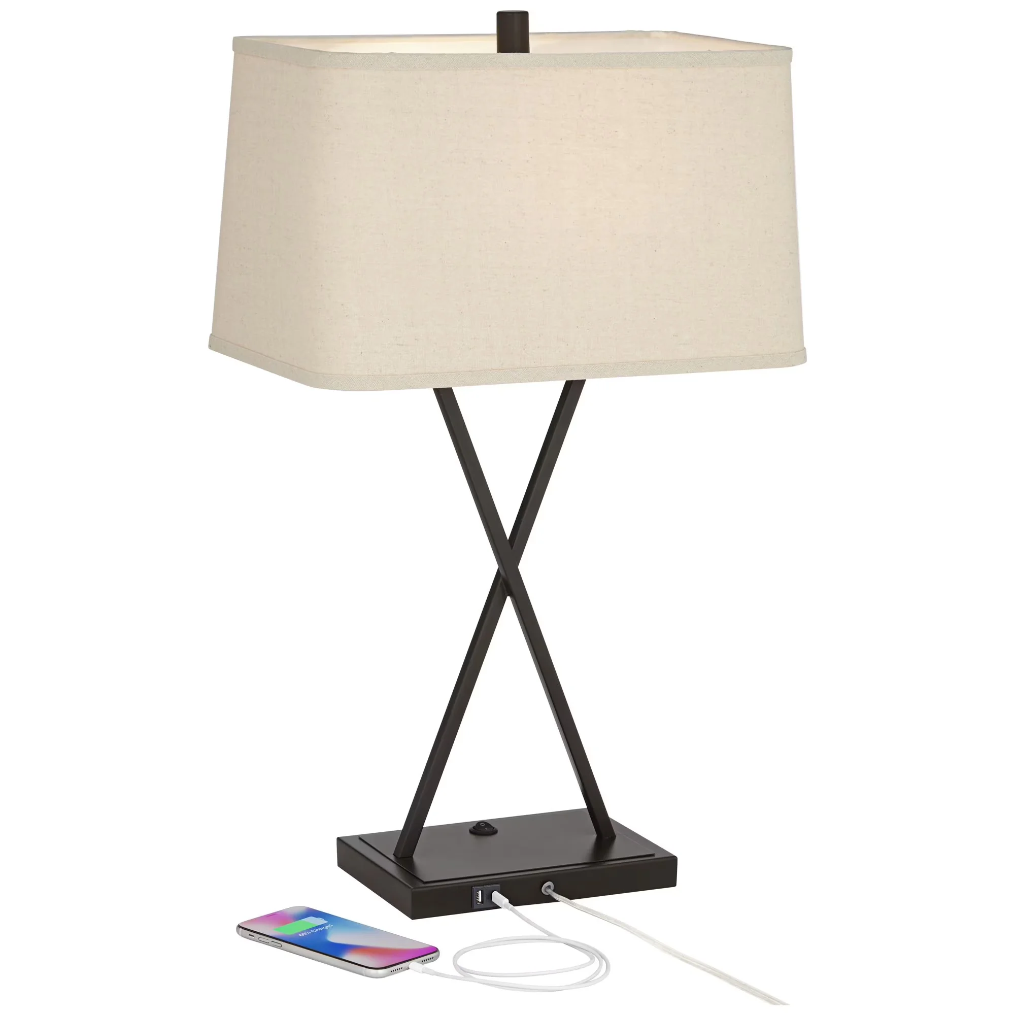 Professional Lamp Set with LED, Bedside Lamps - Brown Metal for Bedroom Model A53193
