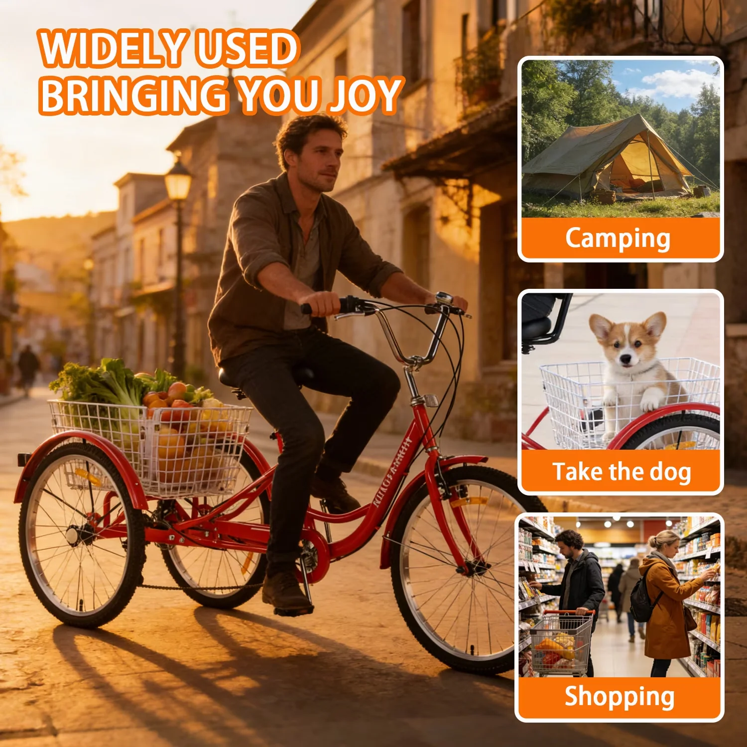 Sleek Cruiser Bike with Adjustable Seat, Adjustable Handlebar Height - Red Model 8F73D7