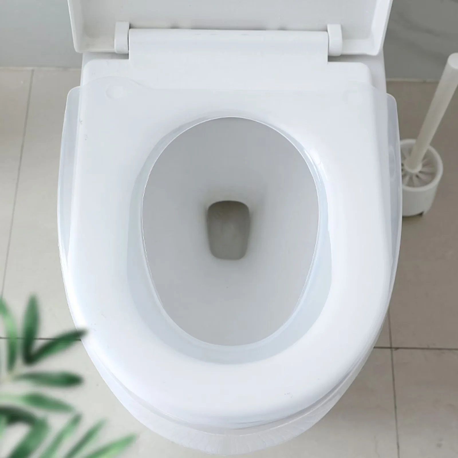 Toilet Seats And Lid Durable with Adjustable, Rainproof Thickened Seat Cushion - White Plastic for Home, Commercial Model 0015CE