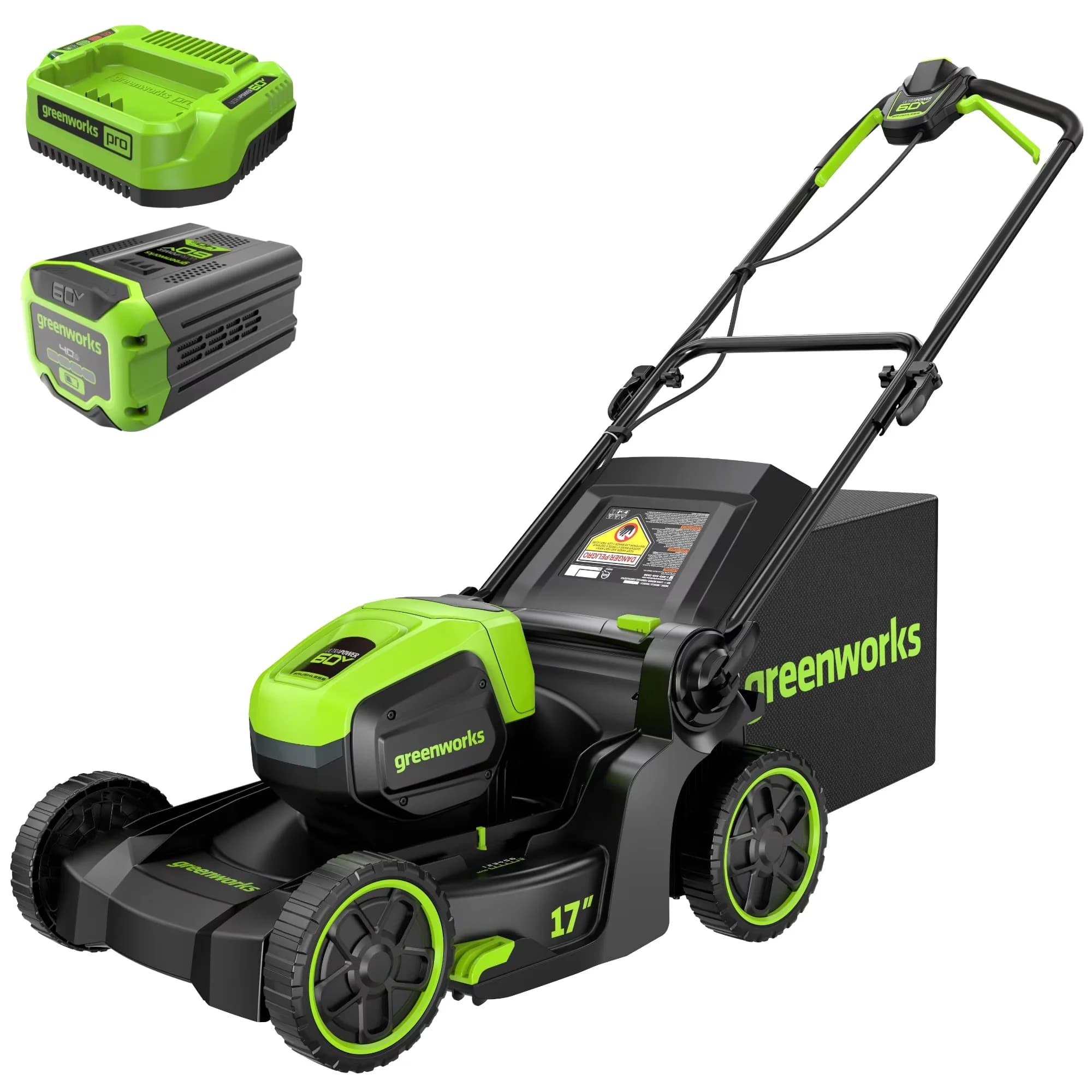 Push Mower Essential with Battery, 60V, 4.0Ah Battery and Charger - Green Model 9B9236
