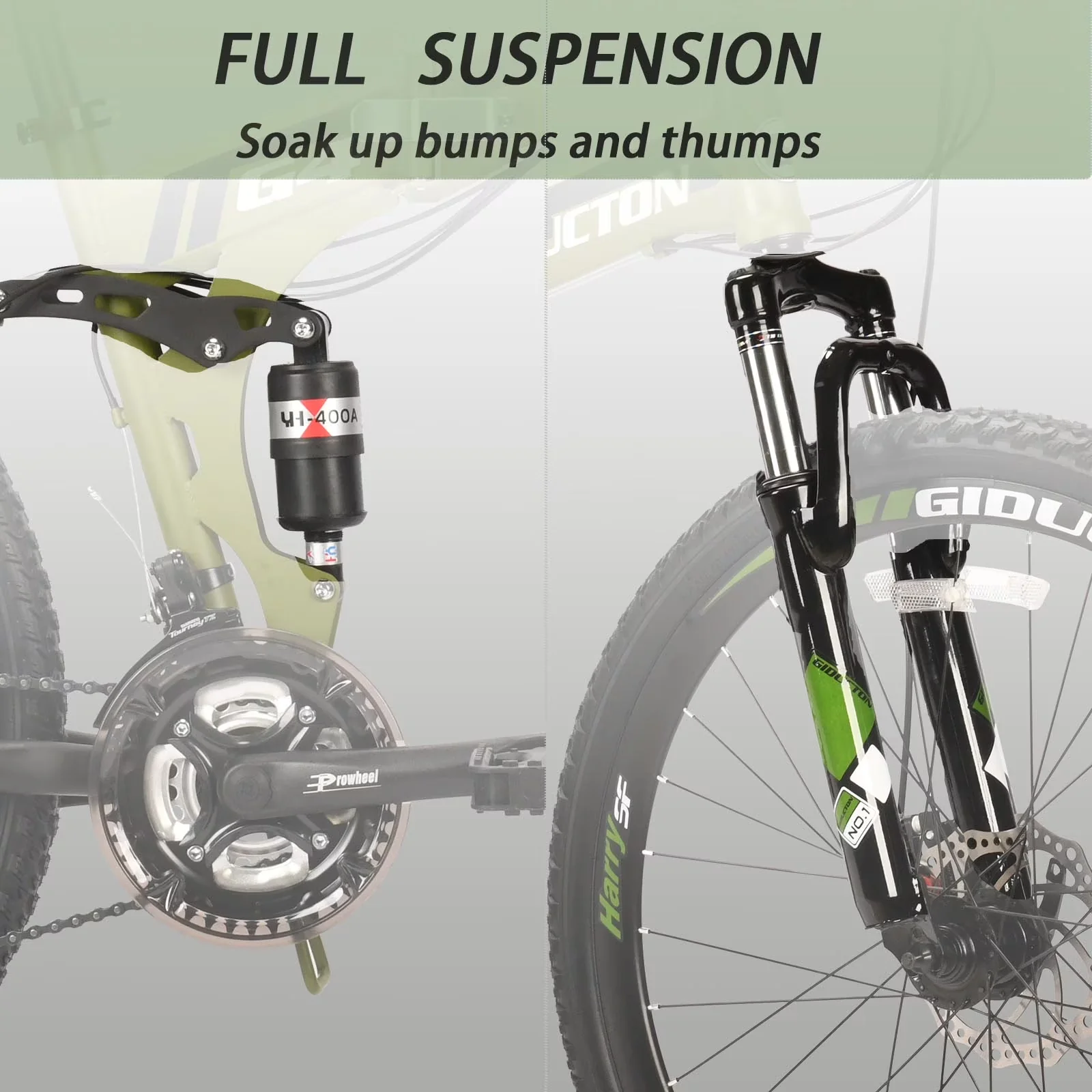 Mountain Bike Premium with Foldable, 21 Speed Bicycle Mens/womens Bicycle - Green Model E8C0F9