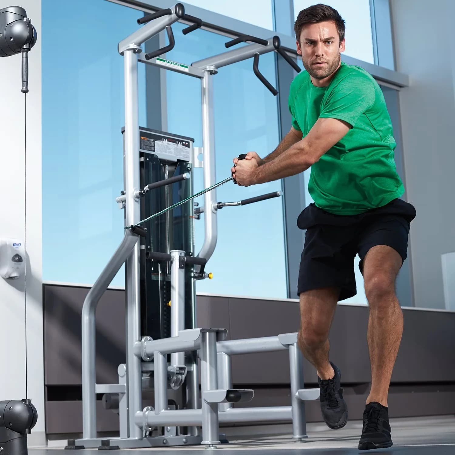 Stylish Home Gym Accessory with Adjustable Straps, Anchor to any secure object, Braided Xertube Resistance Tube - Green Rubber Model 5EA417