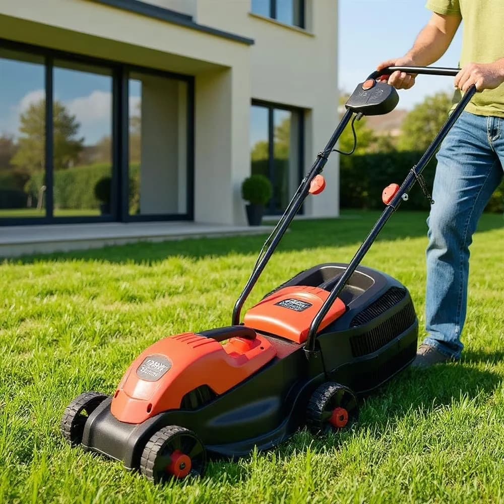 Push Mower Reliable with Adjustable Cutting Height, Grass Bag for Garden - Model 1B9A2B
