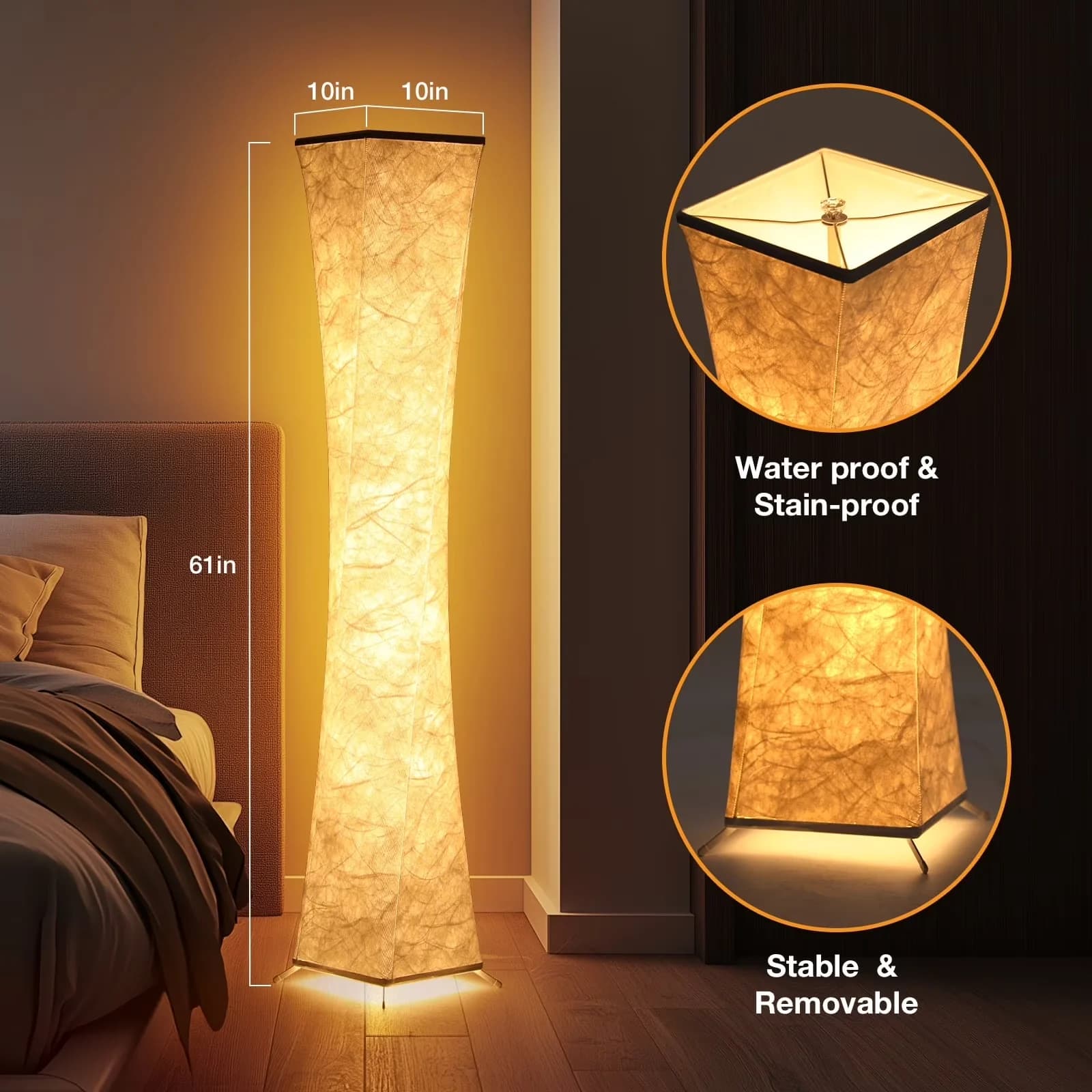 Classic Floor Lamp with LED, Dimmable - Metal White for Living Room, Game Room Model CEAA75