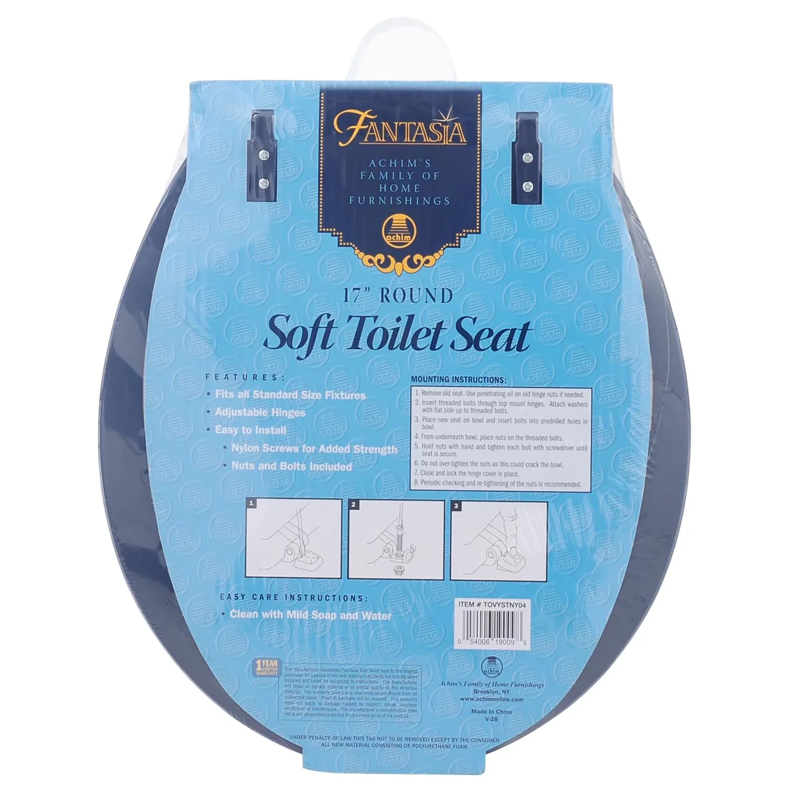 Toilet Seats And Lid Professional with Easy Installation, Close - Navy Vinyl Model CD442A