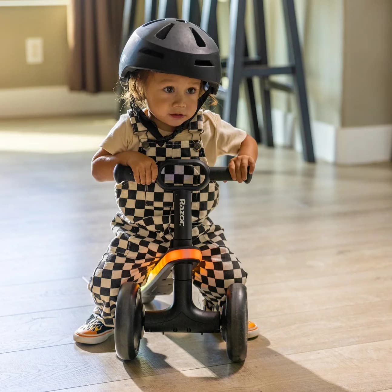 Innovative Kids Bike with LED, Adjustable Seat, Baby Balance - Black Lightwave Model D512E3