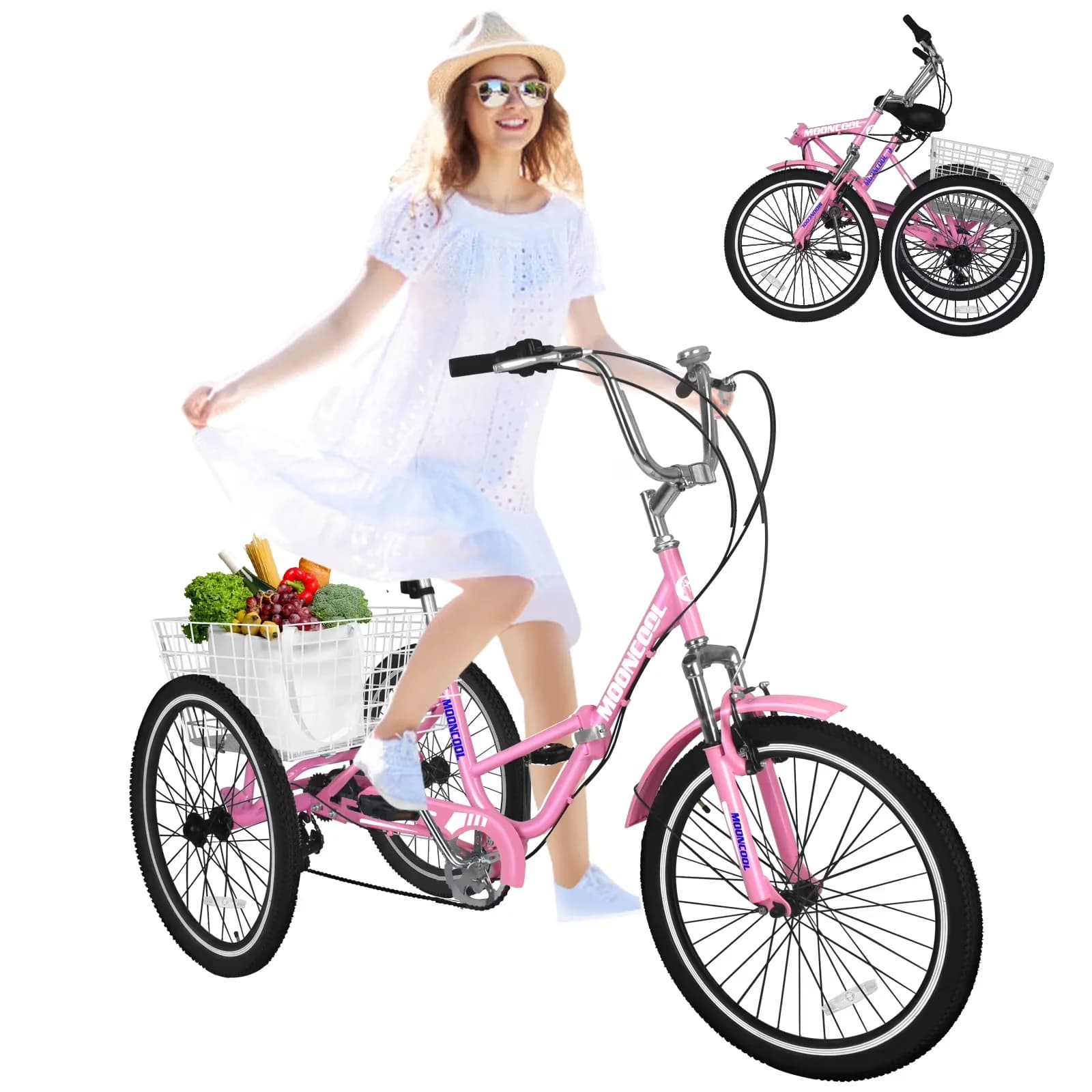 Stylish Mountain Bike with Adult Tricycle 7 Speed - Pink 24 inch - Long-Lasting Performance Model FF77A8