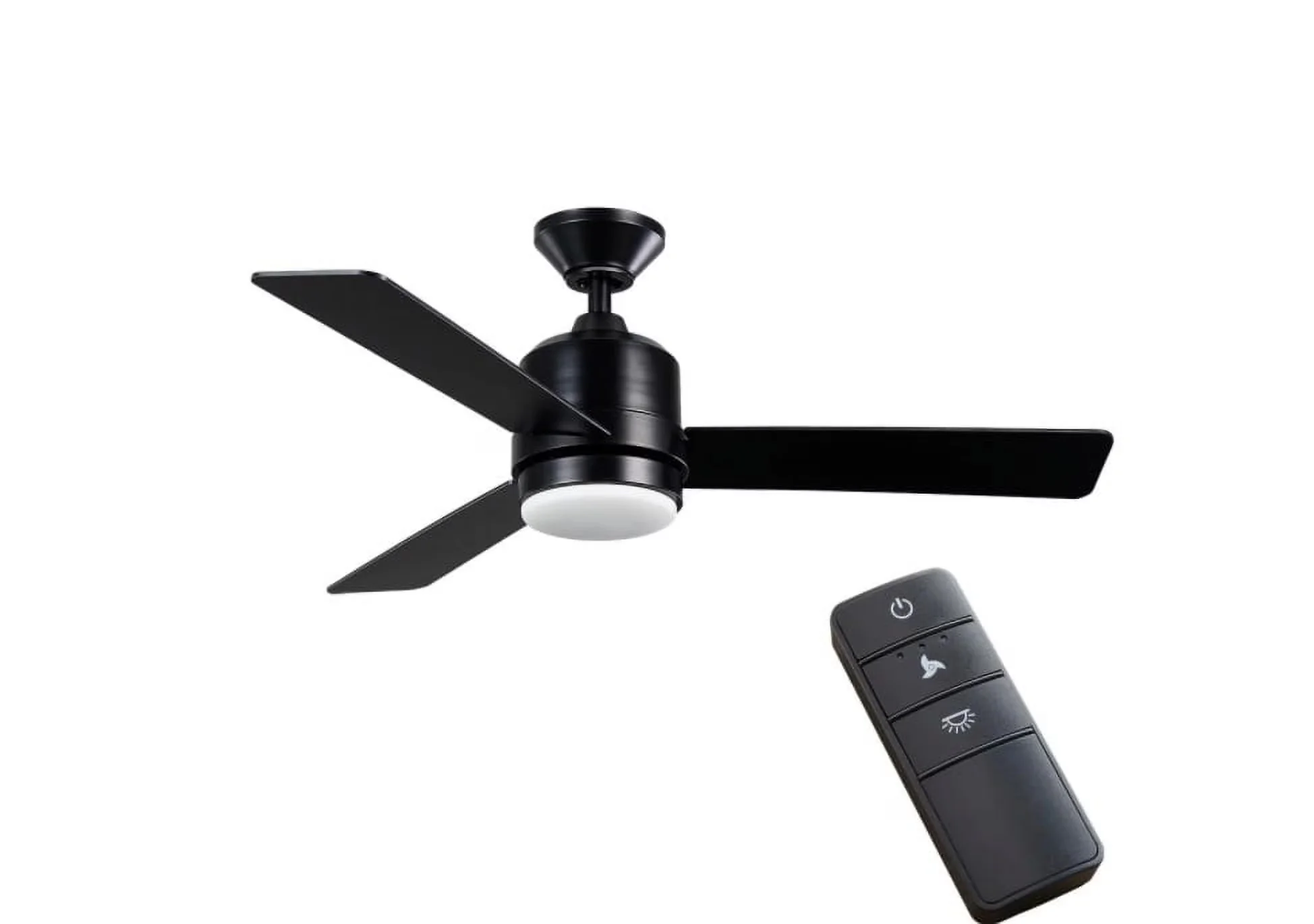 Modern Ceiling Fan with LED, Modern, Remote Controlled - Glass Black Castlegate Model 6DA089