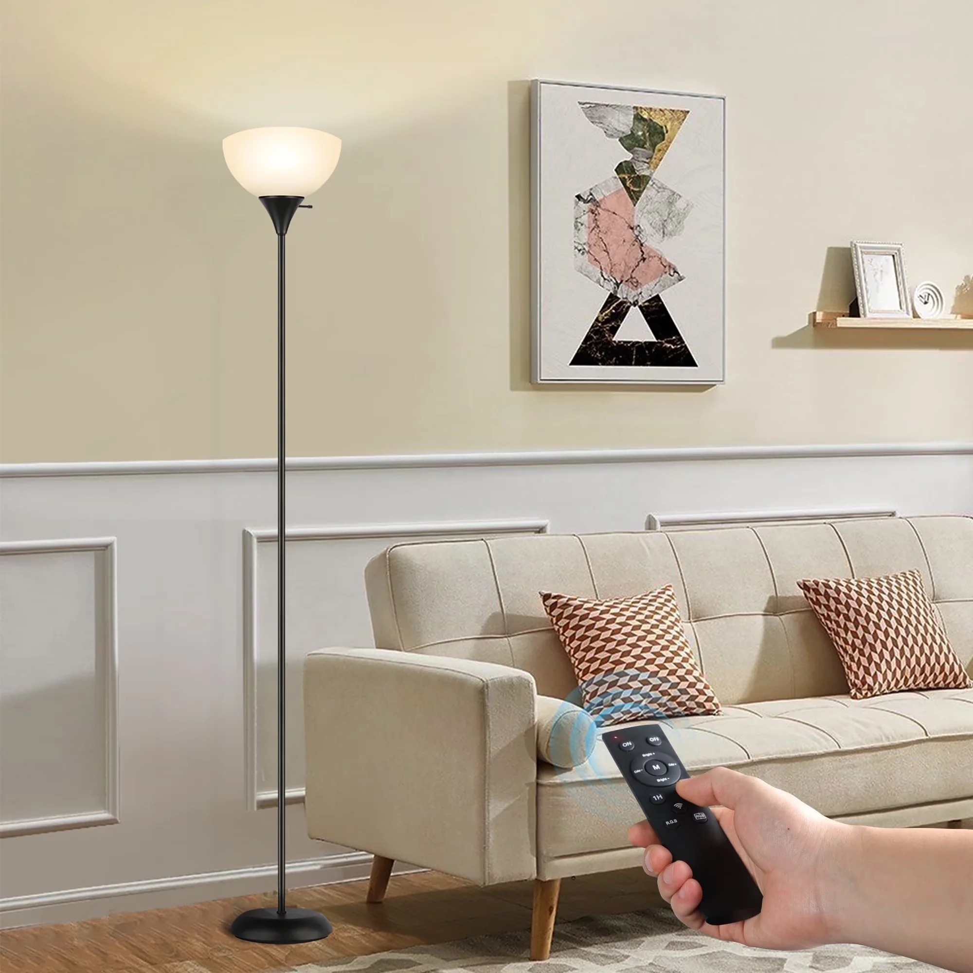 Durable Floor Lamp with LED, Energy Efficient - Metal Black for Living Room Model 1D1A16