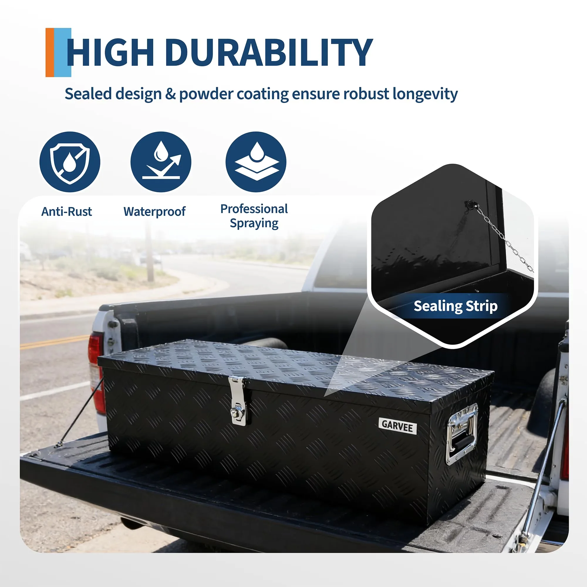 Toolstorage Premium with Lock, Side Handles, Heavy Duty Aluminum Truck Bed Tool Box - Model 26BE62