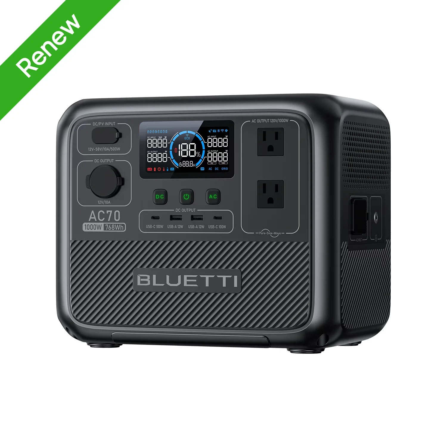 Compact Generator with 1000W, 768Wh LiFePO4 Power Station for Camping, Home - Model 7AA306