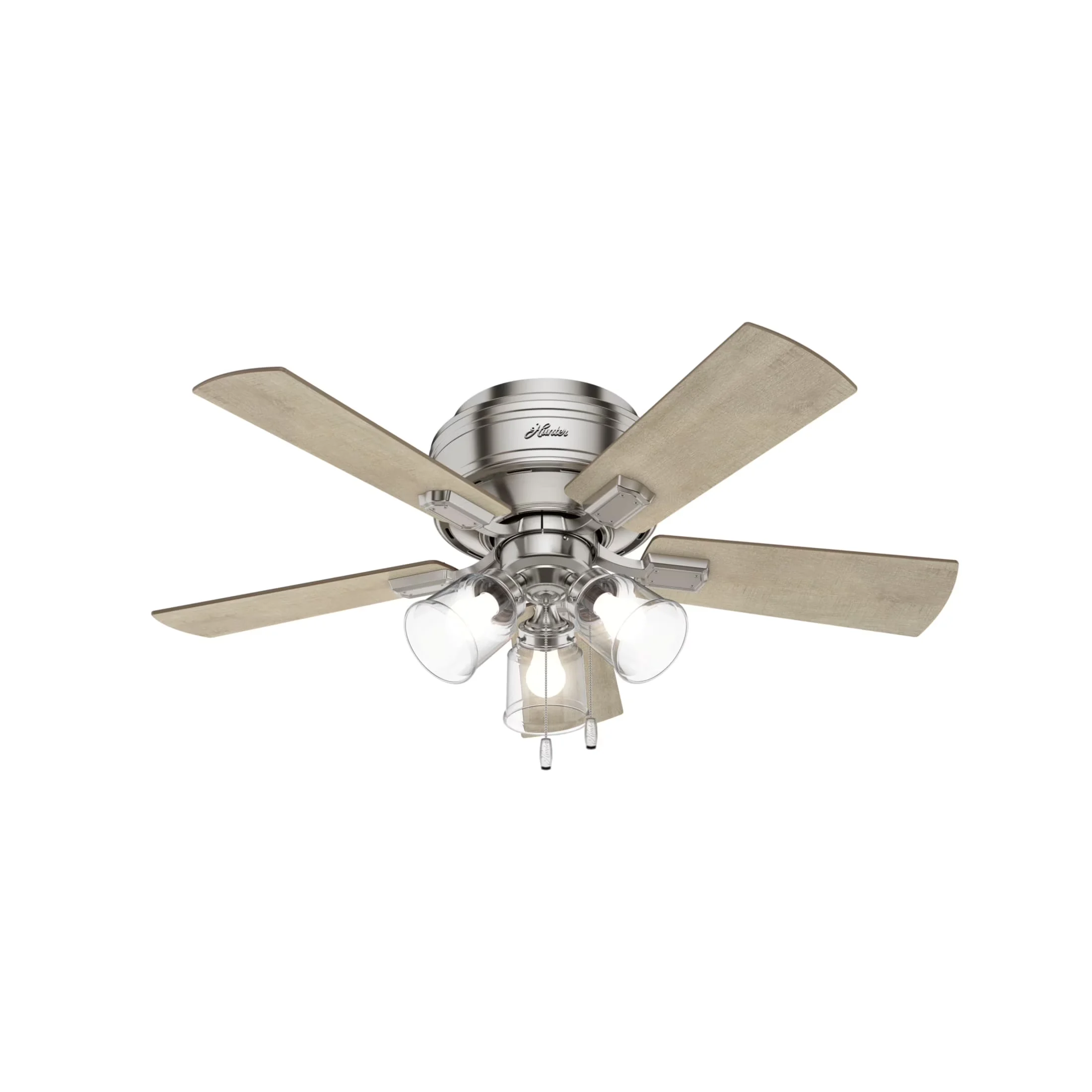 Ceiling Fan Versatile with LED, Reversible Blades - Glass Silver for Living Room, Bedroom Model 21CD92