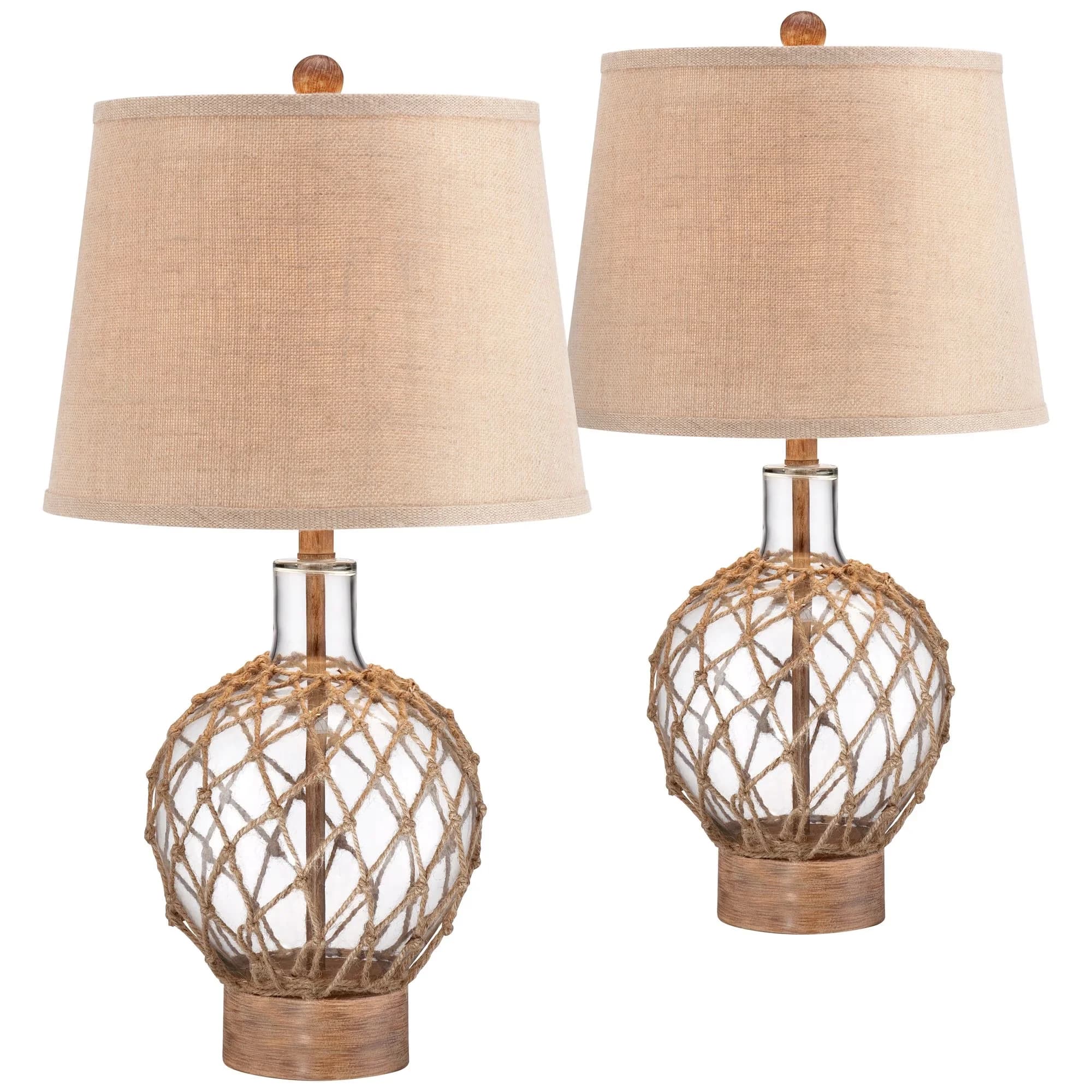 Compact Lamp Set with Incandescent, Coastal - Clear Glass for Living Room, Bedroom Model D78719