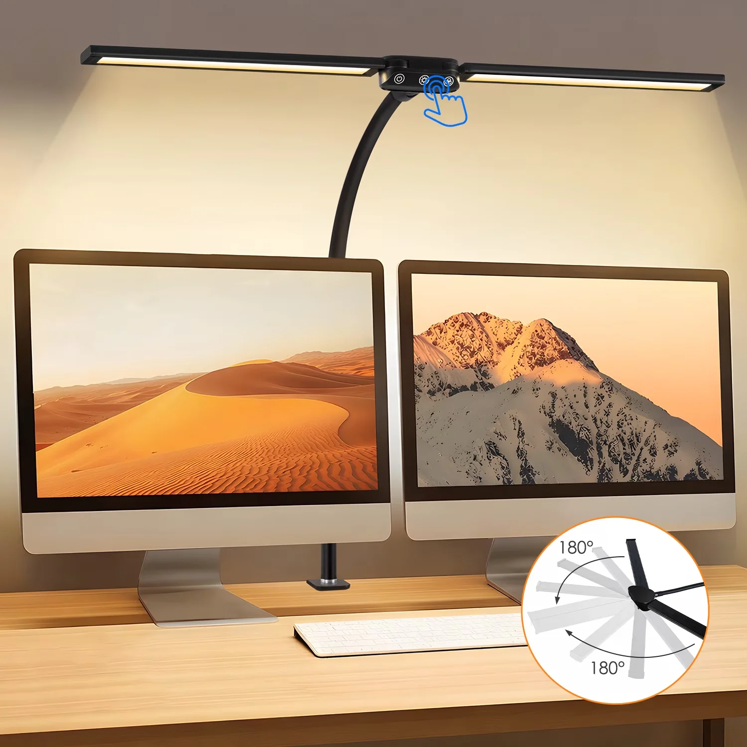 Desk Lamp Quality with LED, 24W, Adjustable Height - Metal, Abs Black for Home Office Model 8050A1