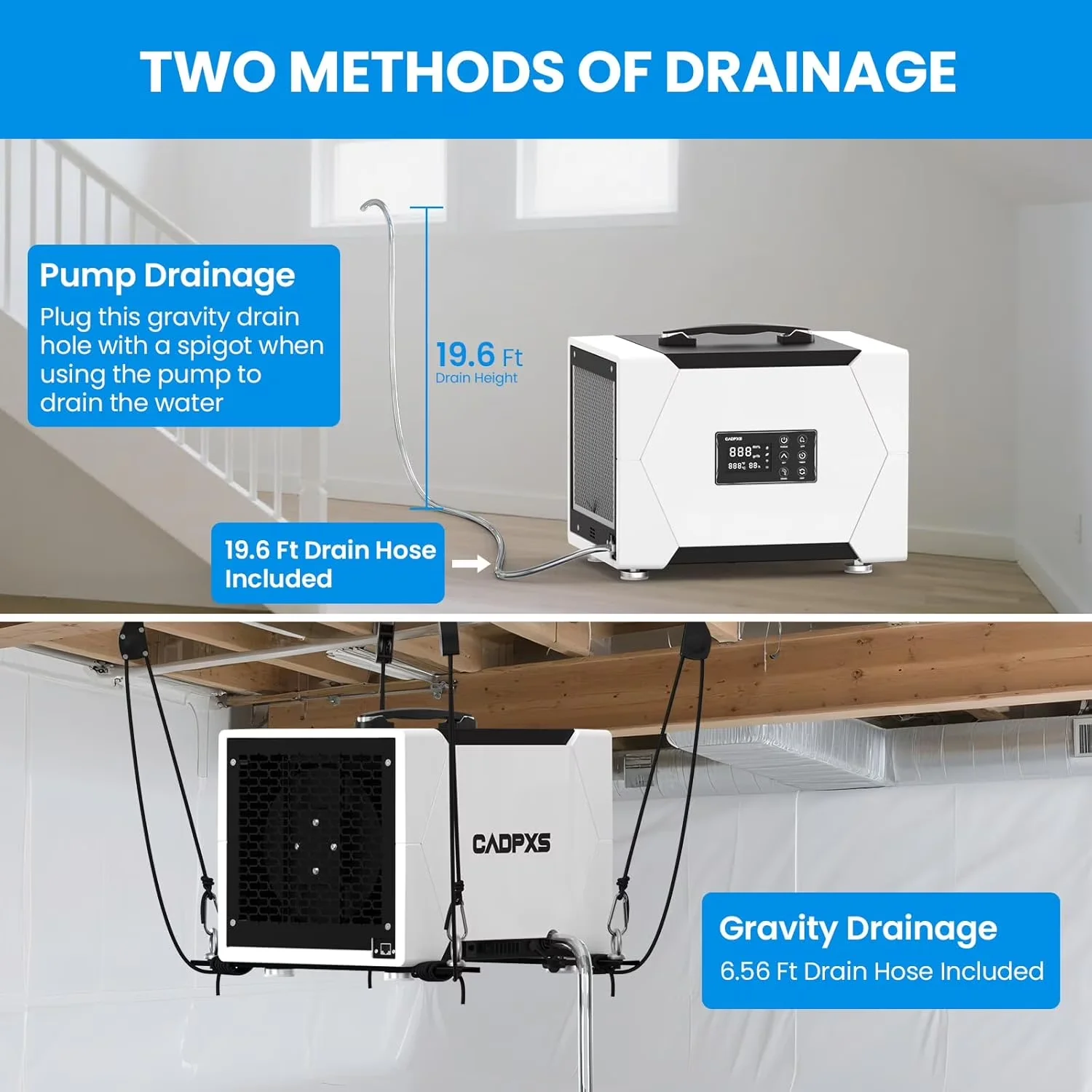 Classic Dehumidifier with Built-In Pump, Automatic Defrost Control - White for Commercial, Auto Model F5E737