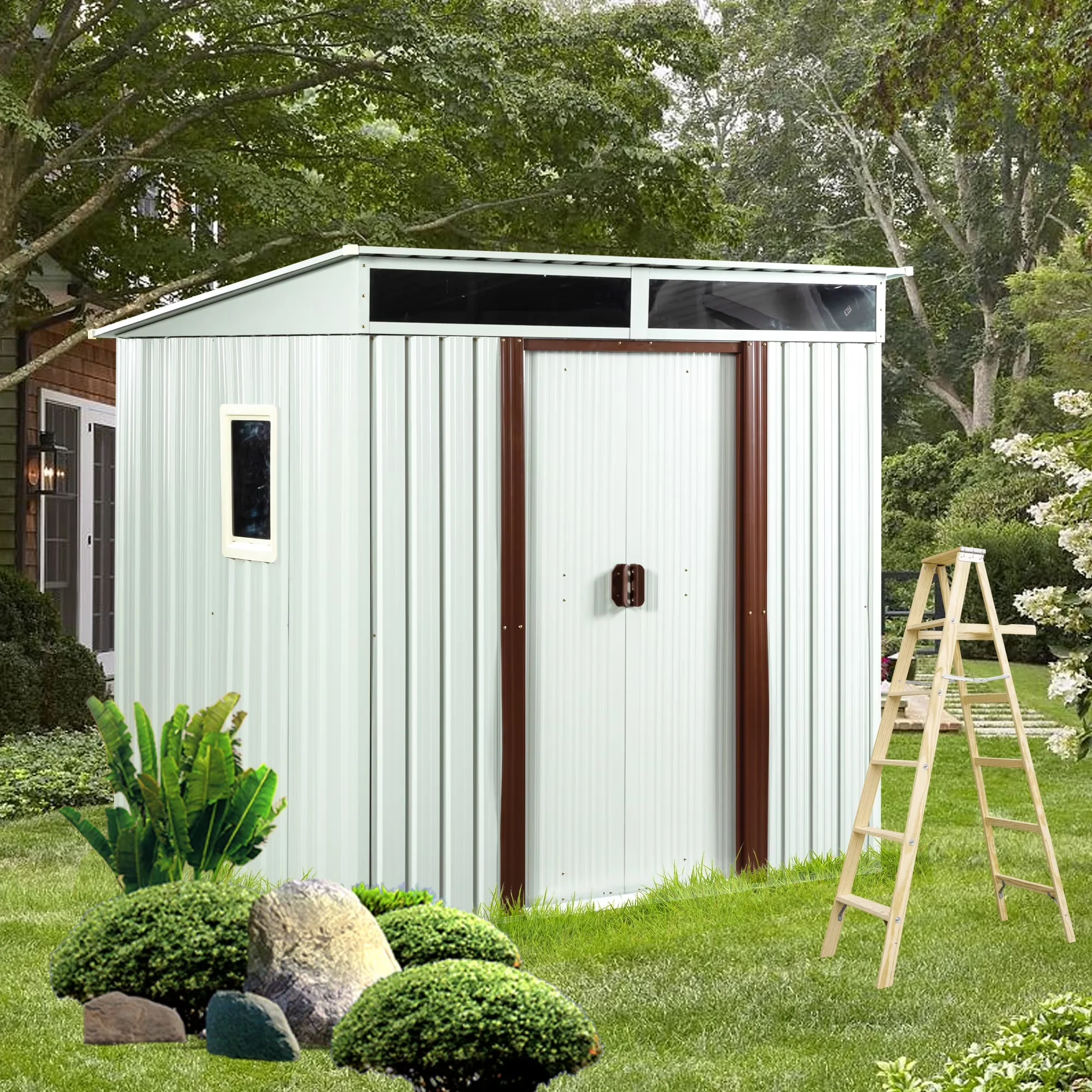 Essential Shed with Uv Resistant, Sturdy Garden - White Abs for Outdoor Model C99555