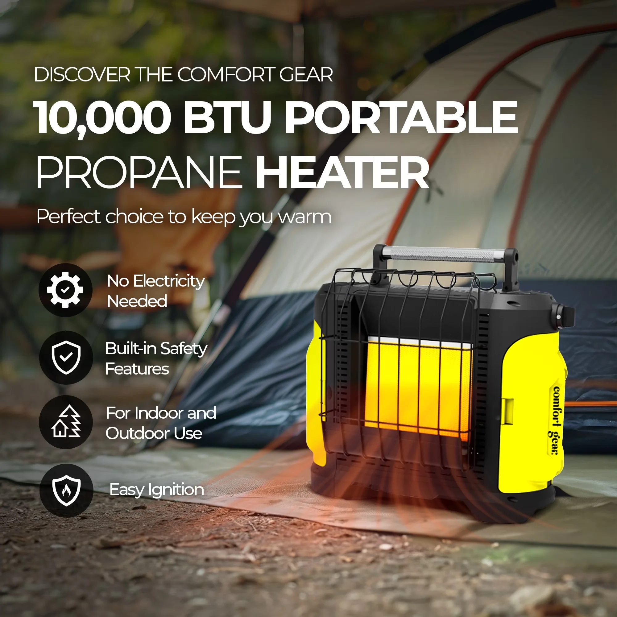 Innovative Portable And Electric Space Heater with 10000 BTU, Automatic Shutoff - Yellow Model F225B5