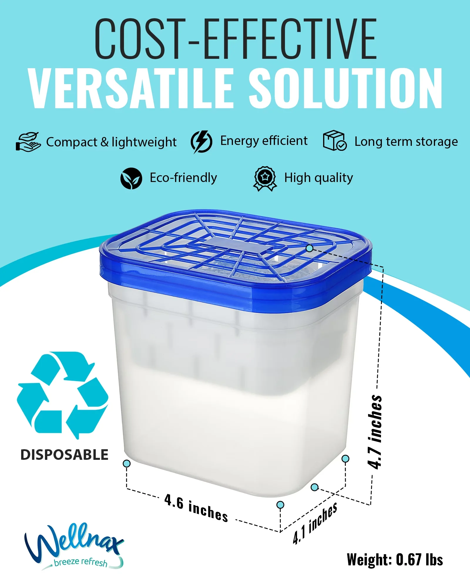 Essential Dehumidifier with Energy Efficient, Moisture Absorbers - Blue for Home, Bathroom Model 01E54C