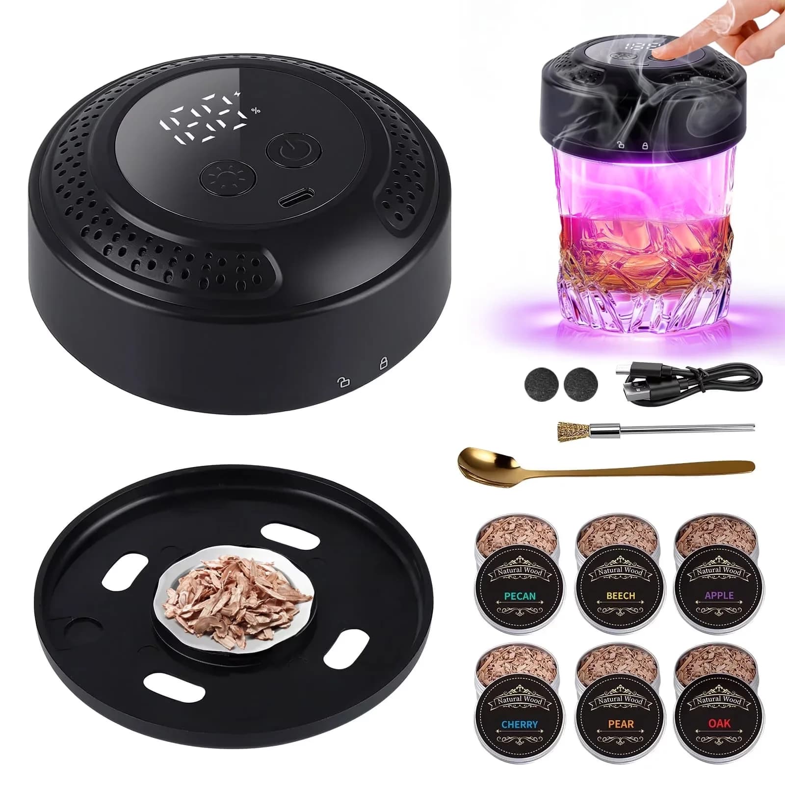 Versatile Smoker with LED, Digital Display, LED Display - Plastic Black Model 807F94