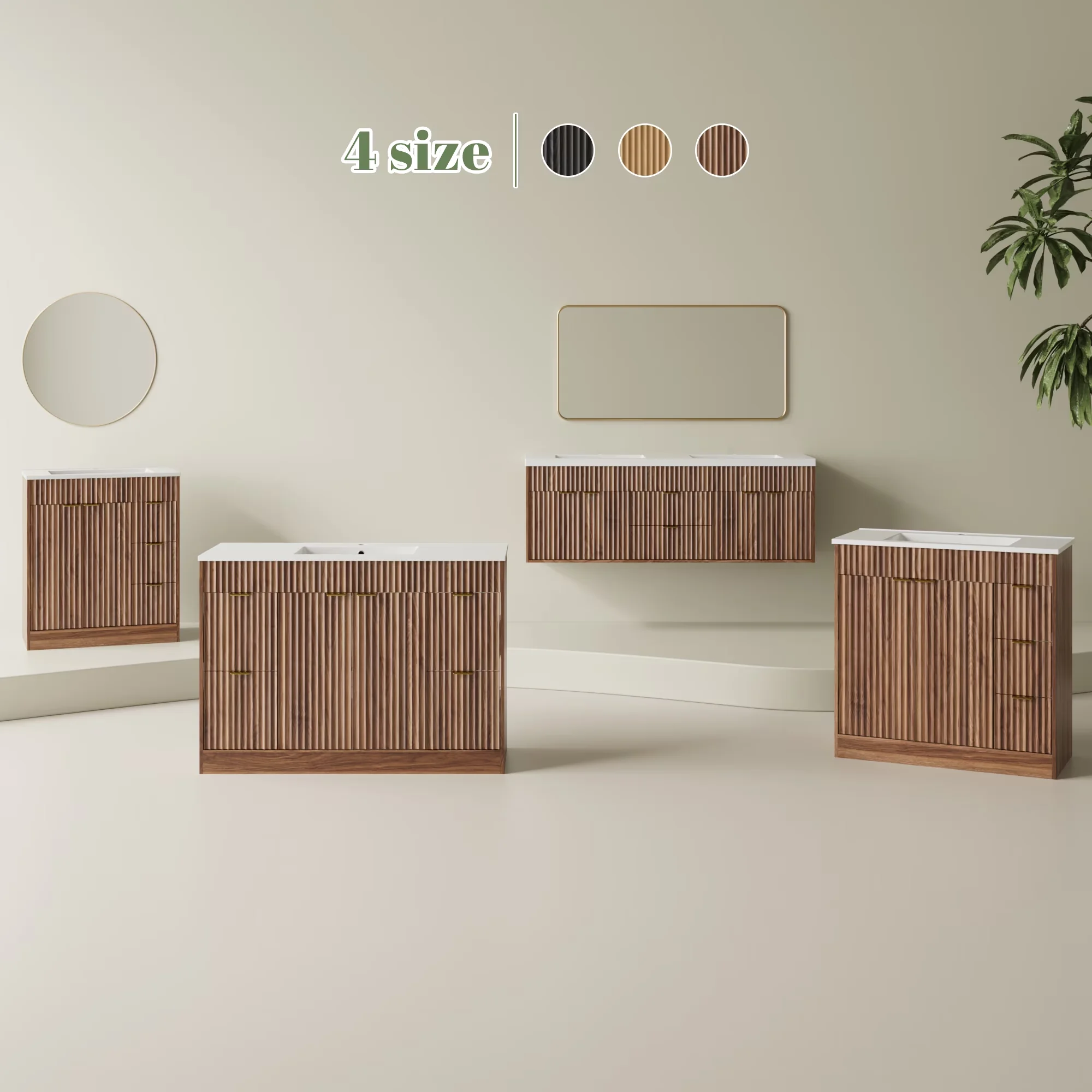 Durable Bathroom Renovation with Vanity, Sink and Soft-Close Doors, 4 Drawers - Model 8EFF3F