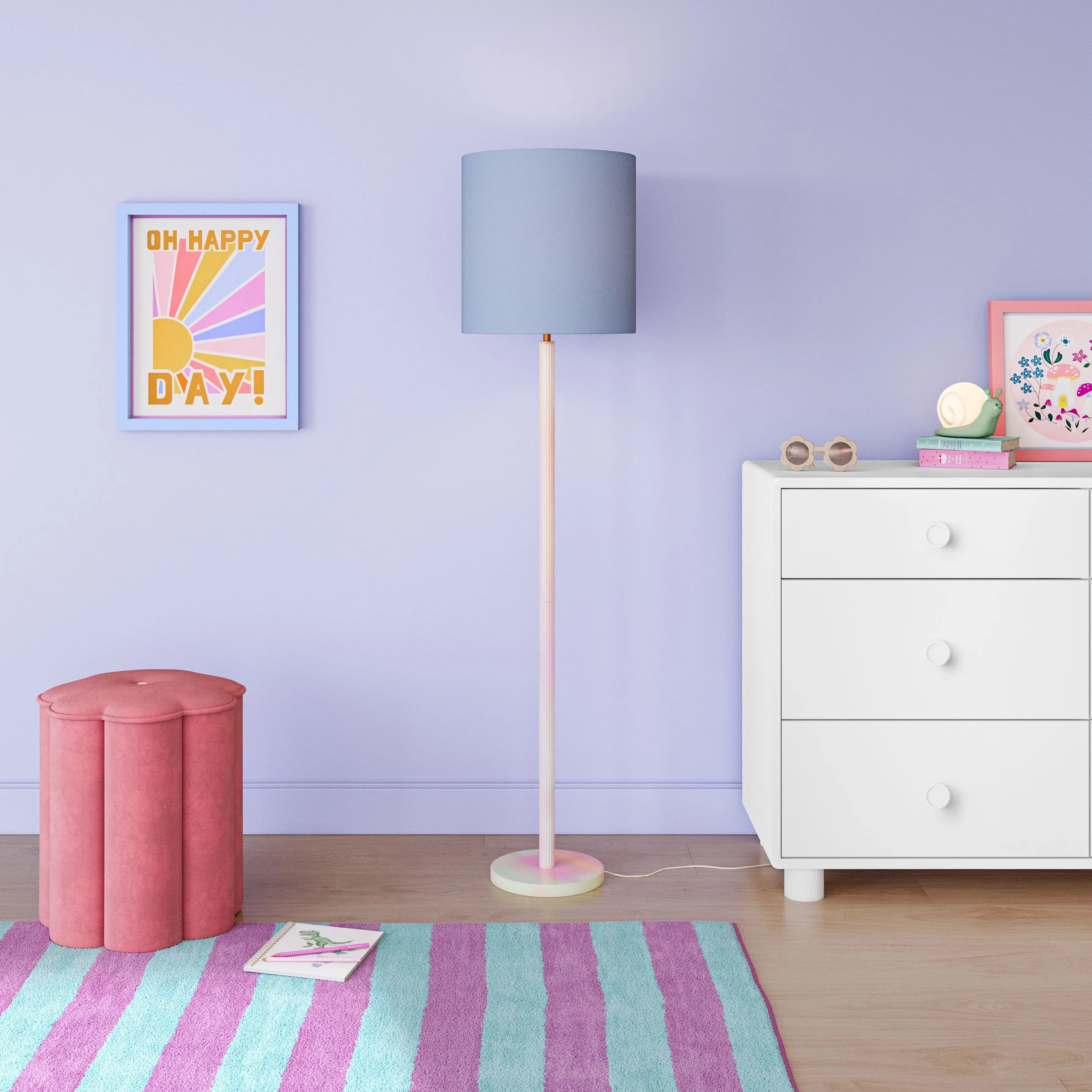 Efficient Floor Lamp with LED, Modern, 59" Iridescent - Metal Blue for Daily Use Model 371A5F
