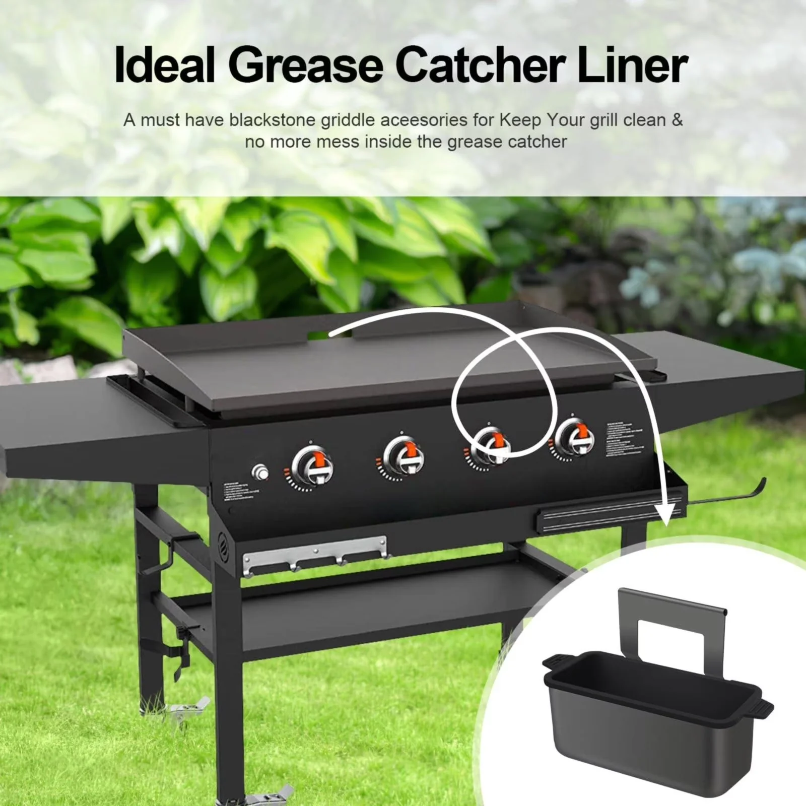 Sleek Flat Top Grill with Ergonomic & Easy-to-Use Design, High Quality - Silica Gel Black Model BF2434