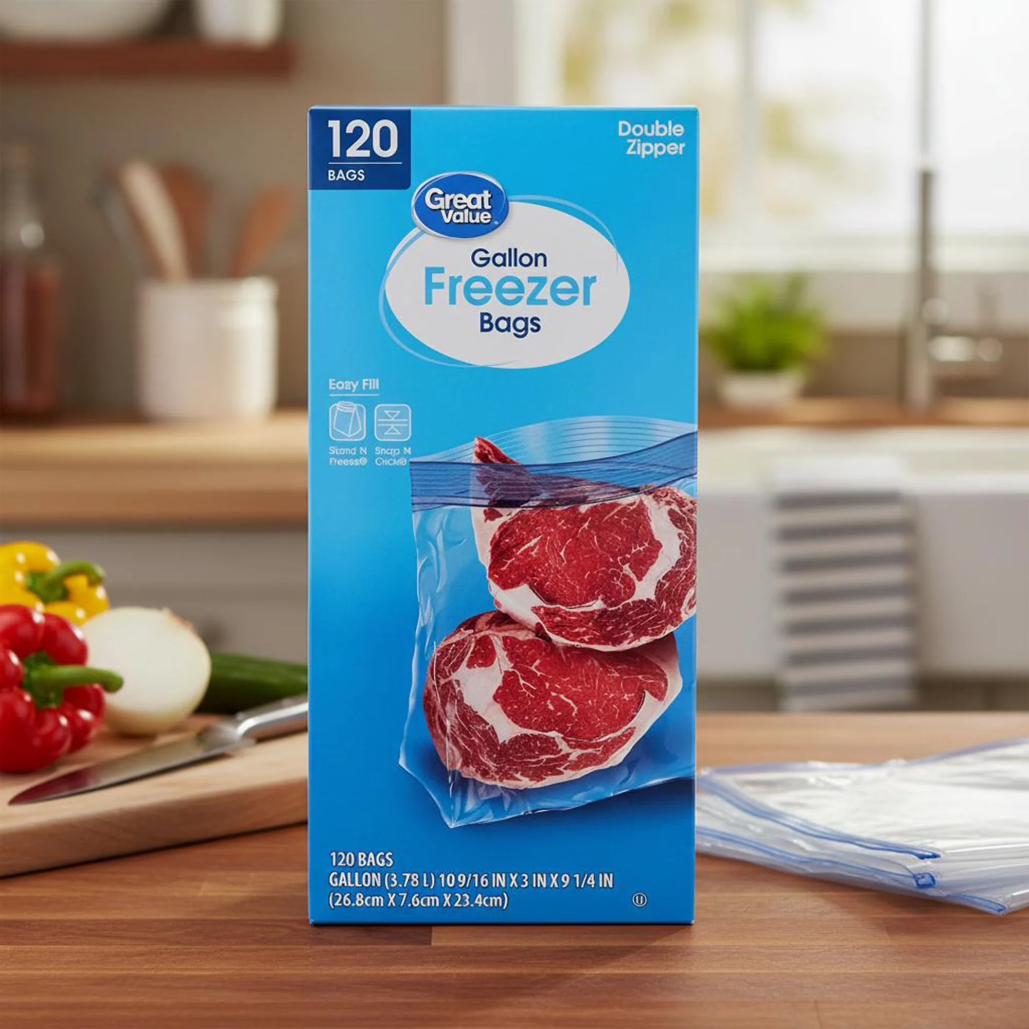 Compact Moving with All Purpose, Gallon Freezer Bags, Double Zipper - Clear Plastic Model 3044C1