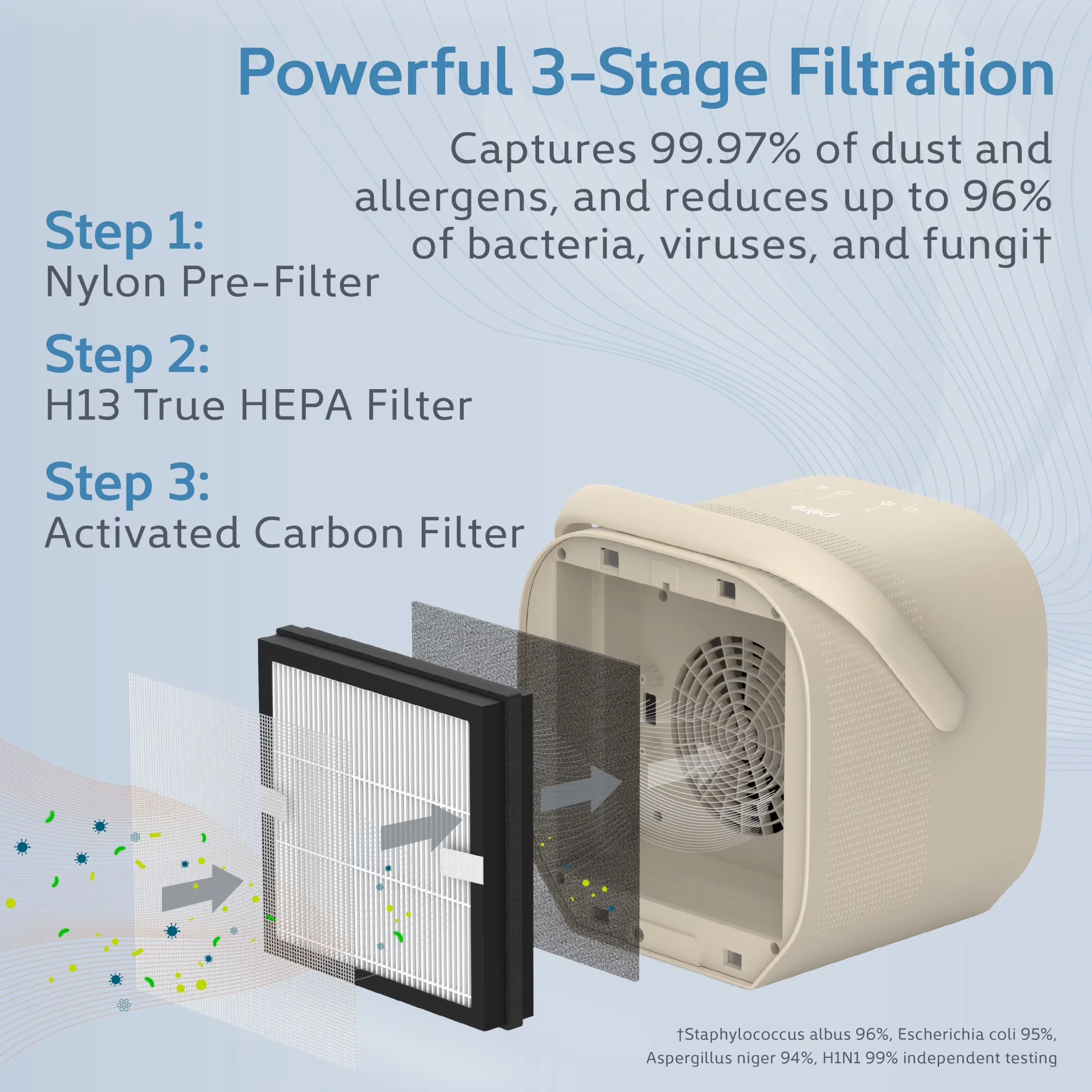 Air Purifier Modern with Dual Direction Airflow, True HEPA, 3-Stage Filtration Captures Dust - Model D2FBEF