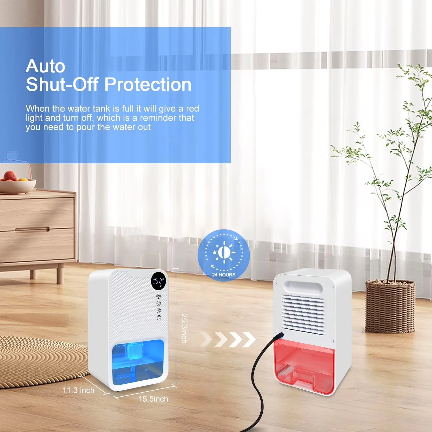 Innovative Dehumidifier with Automatic Shut-Off, dehumidifier for room home - White for Home, Small Model B01114