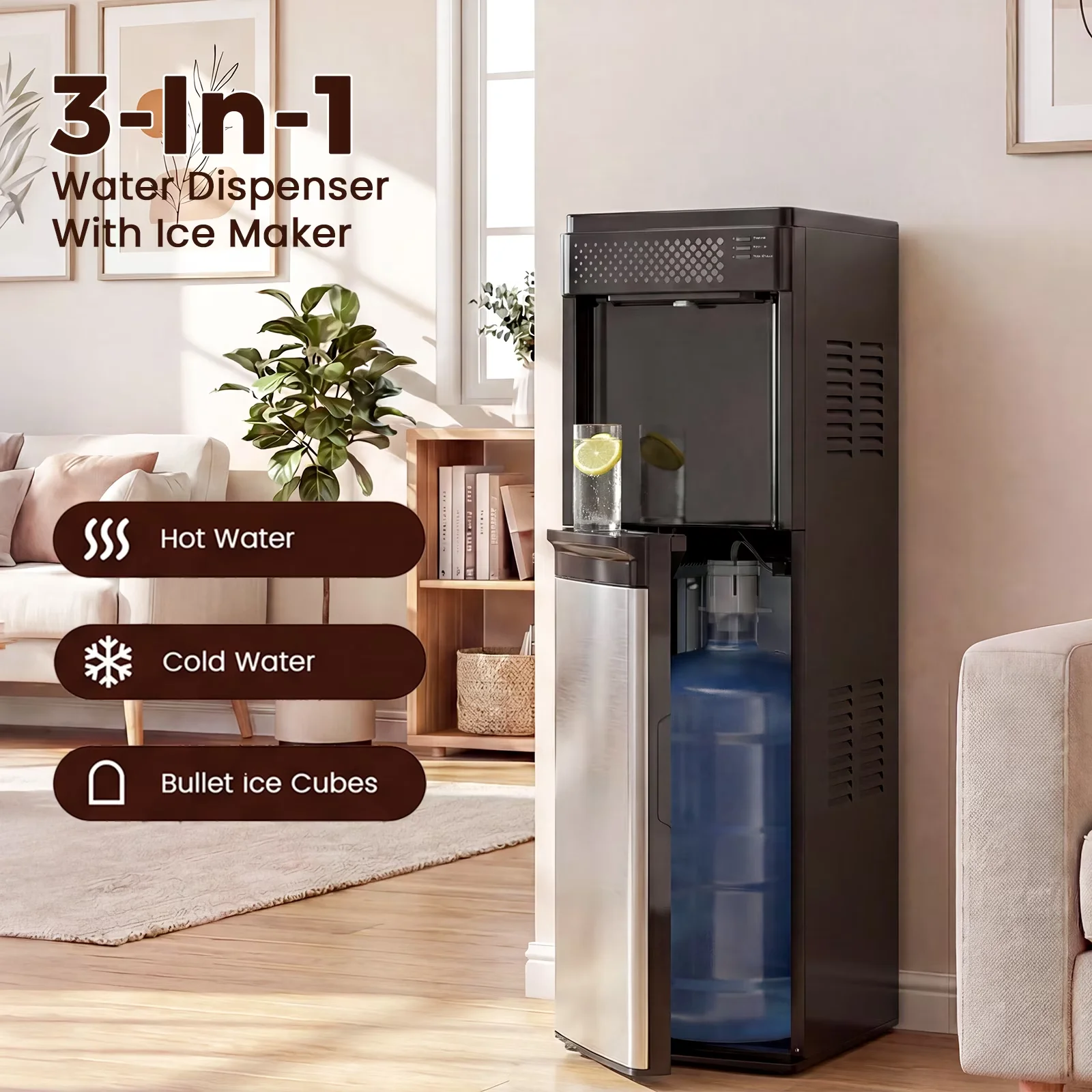 Premium Water Filtration with Child Safely Lock, Child Safety Lock, Ice Maker - Silver Abs, Stainless Steel for Home Office Model 0DAF10