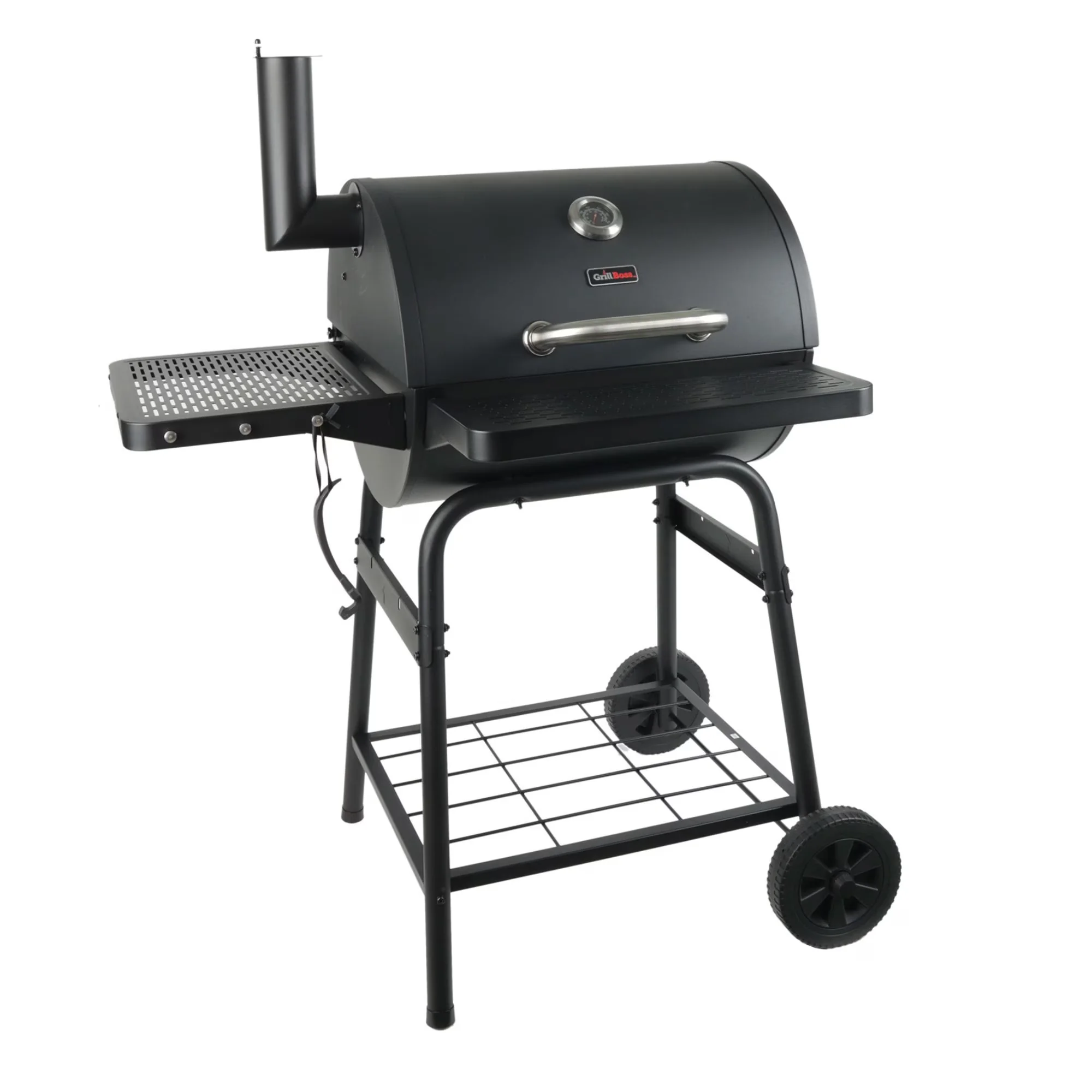 Stylish Flat Top Grill with Warming Rack, Black, 23" Charcoal Barrel - Steel Model DDAF5D