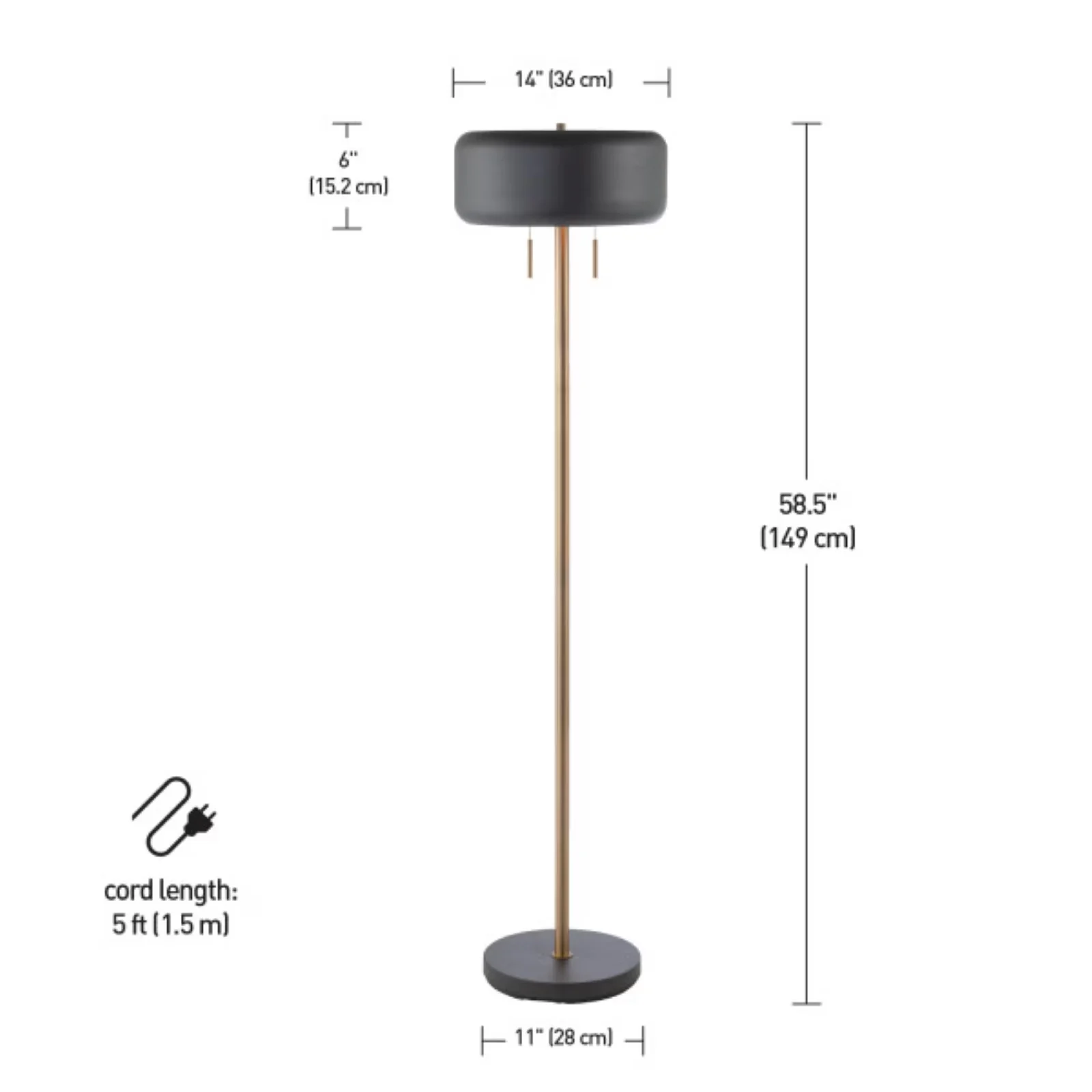 Essential Floor Lamp with Incandescent, Energy Efficient, Industrial - Metal Gray Model 05F0A5
