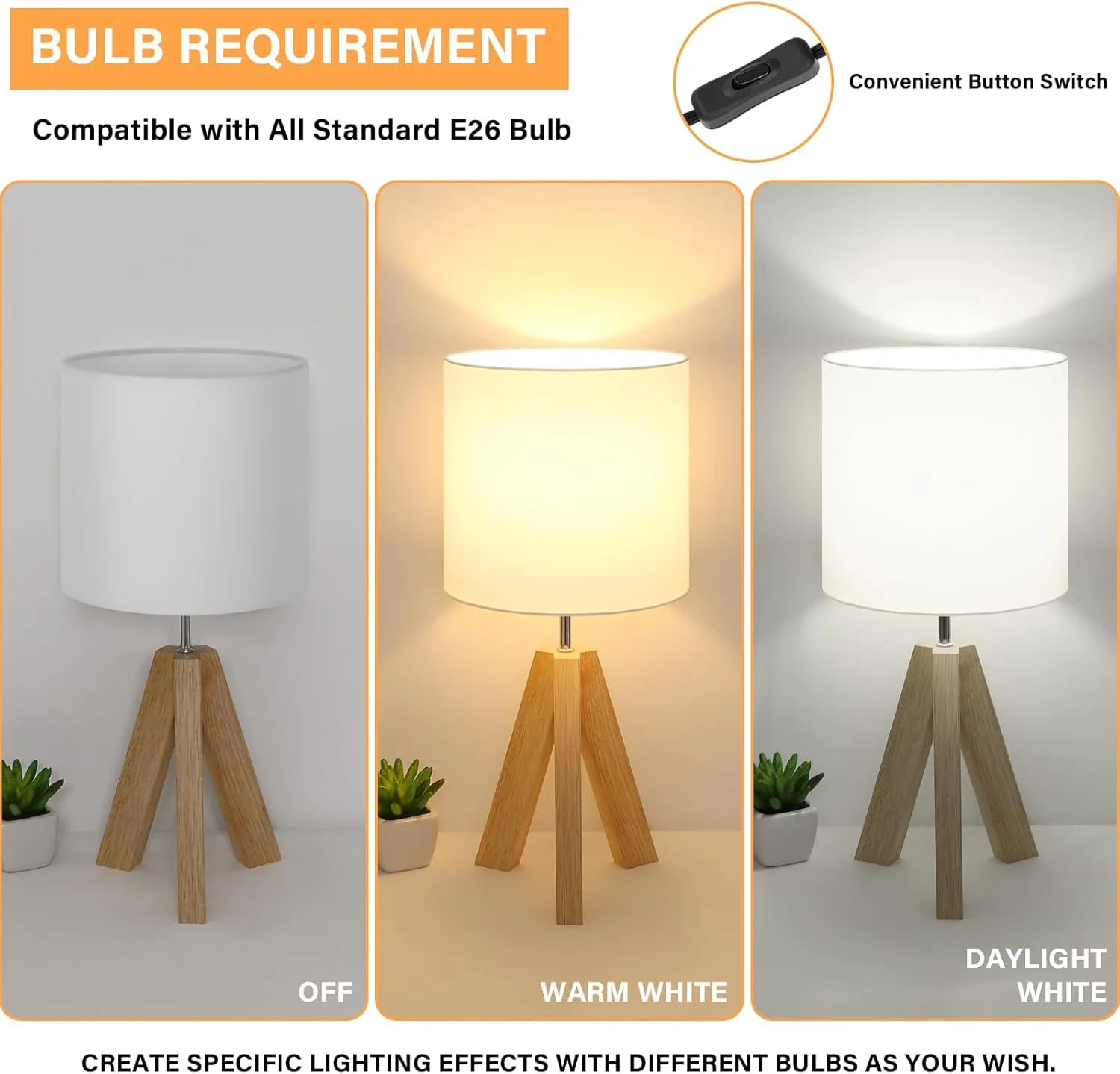 Modern Table Lamp with LED, Modern, Small Beside - Metal White for Daily Use Model 3424D5