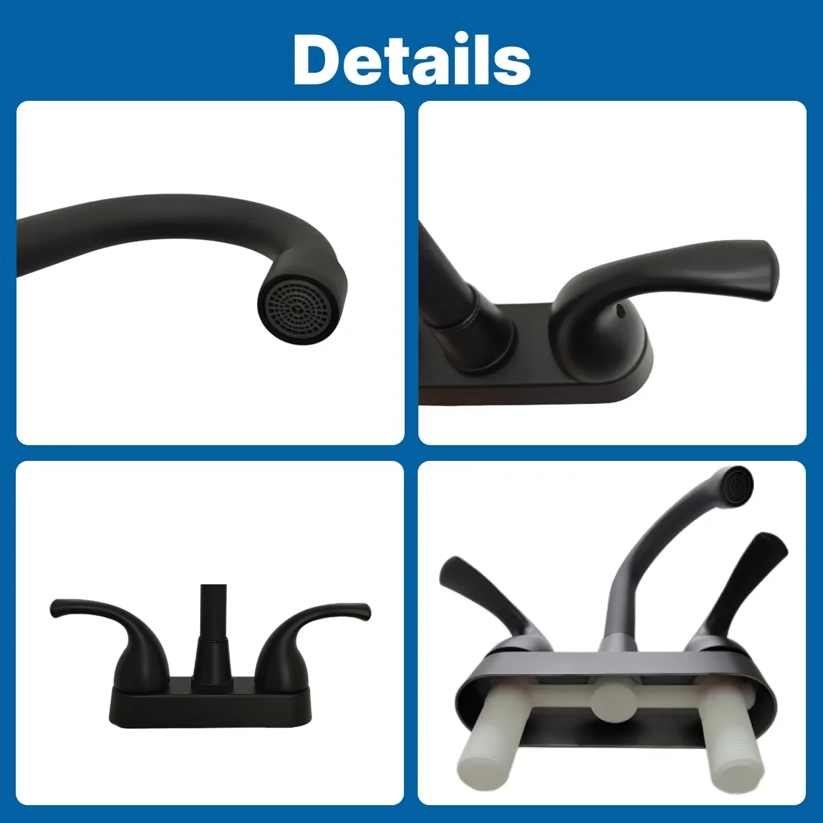 Modern Plumbing - Black Stainless Steel Pipe, Plastic Handles And Deck Plate Model 030158