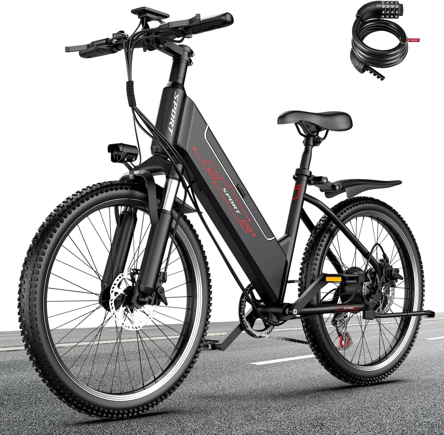Premium Electric Bike with Battery, 1500W - Black - Universal Fit Model F207F6