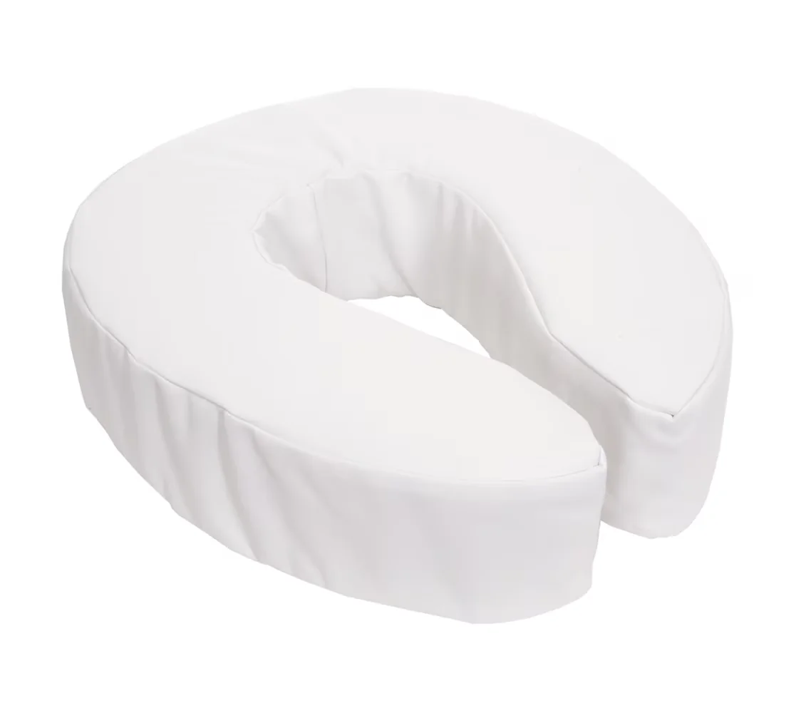 Quality Toilet Seats And Lid with Foam Padded Seat Riser, Attachment Washable Cover - Vinyl White Model 042946