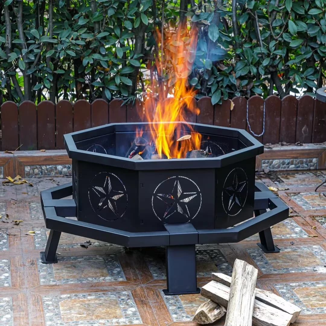 Reliable Outdoor Heating with Portable, 35" Metal Firepit - Metal Black for Patio, Party Model AD55D4