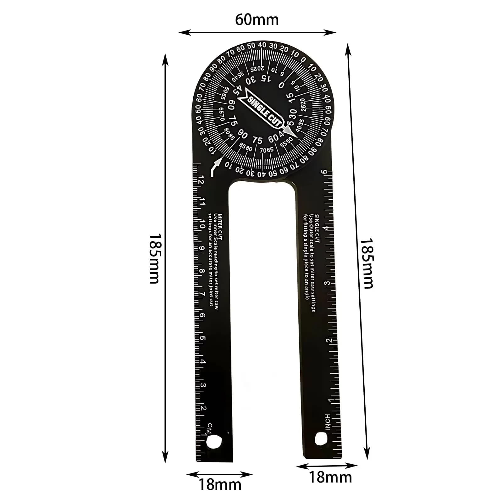 Essential Measuring Layout with Miter Saw Protractor, Angle Finder Ruler - Black Metal Model FF6DB6