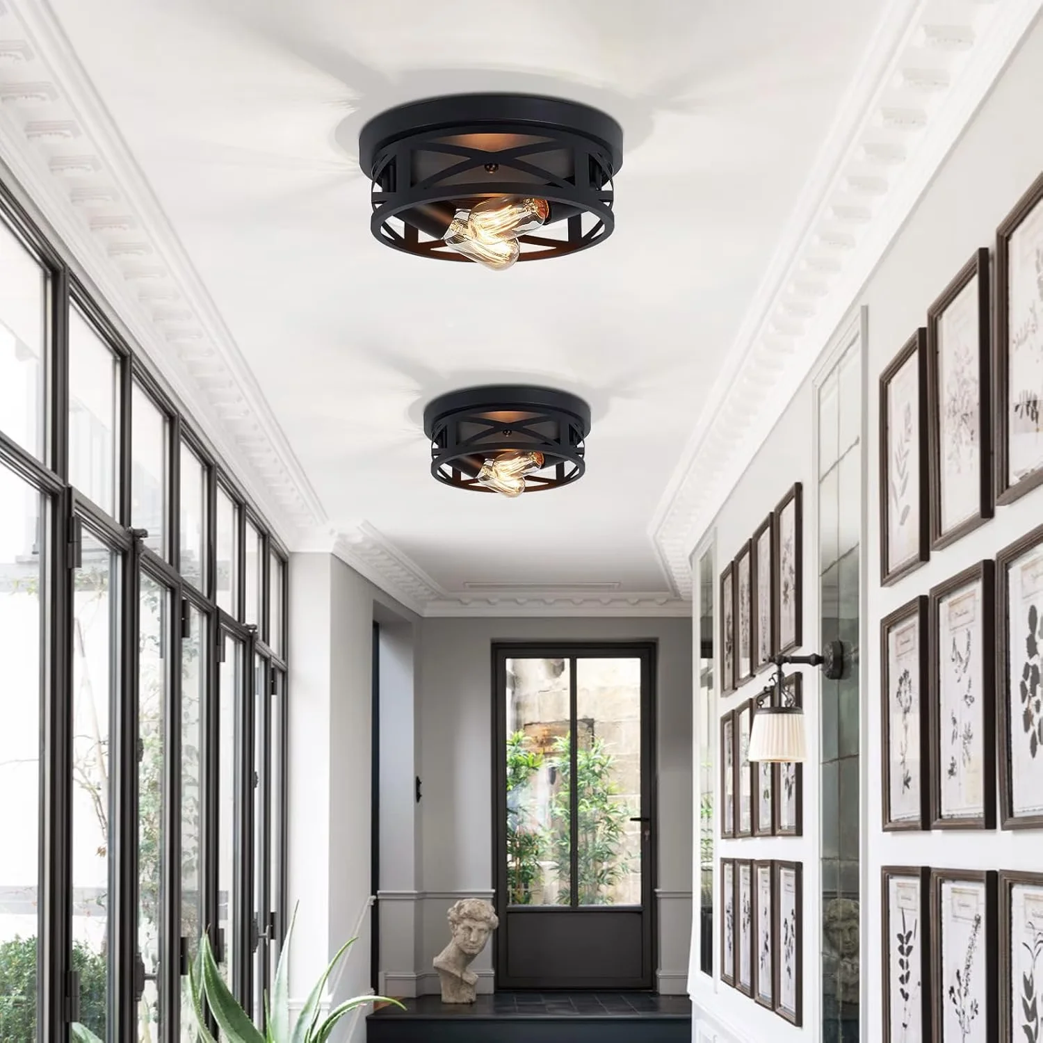 Ceiling Lights Fixture Classic with Farmhouse, Industrial, Dimmable - Black Metal for Kitchen Model 045C35