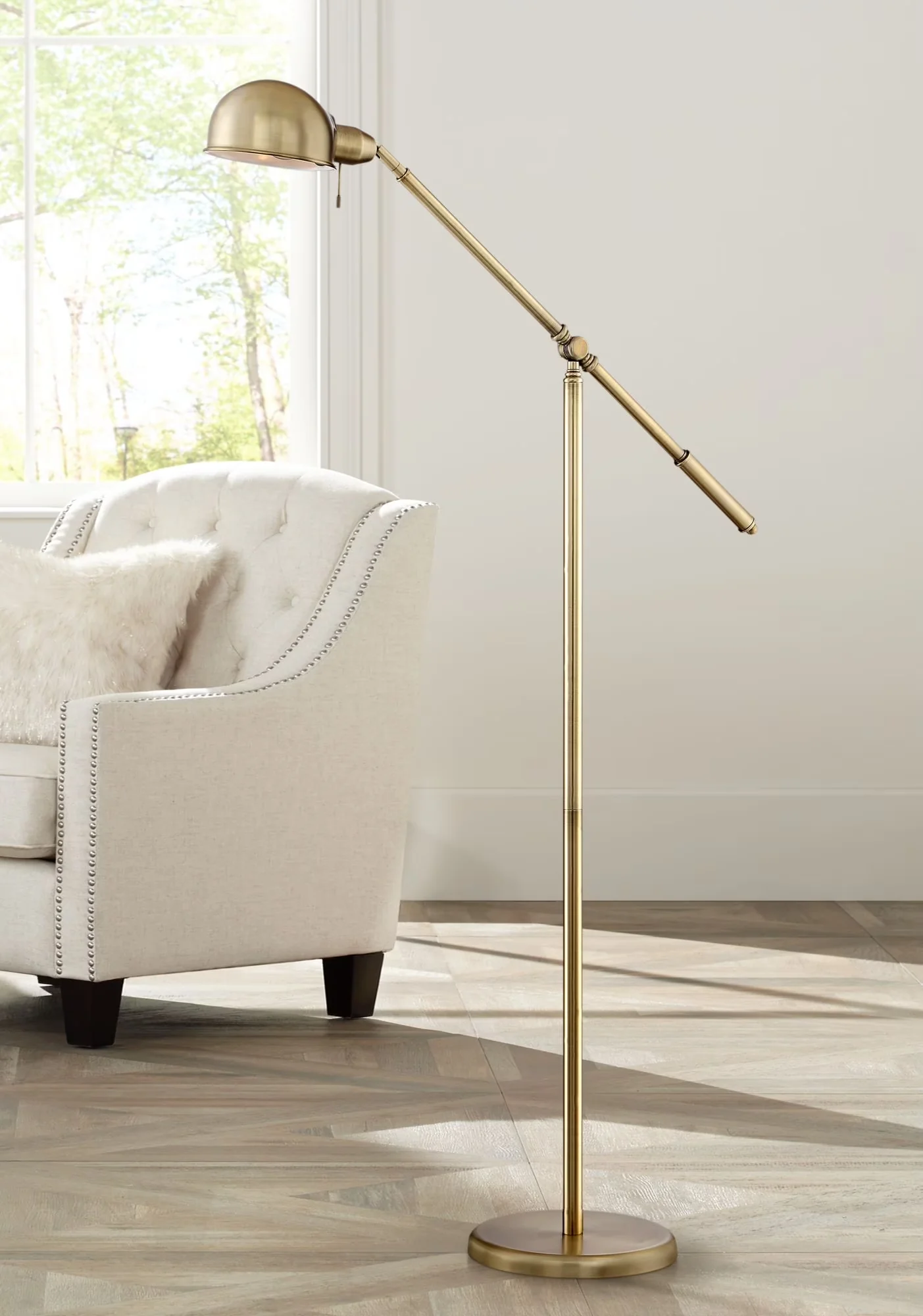 Floor Lamp Innovative with Incandescent, Adjustable Height, Adjustable Head - Metal Gold for Living Room, Bedroom Model 7F4414