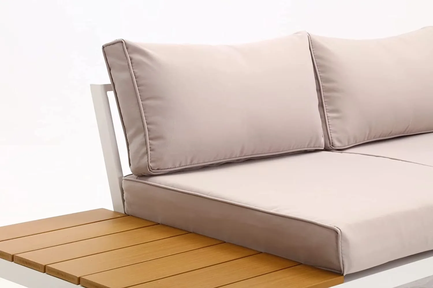 Premium Outdoor Sofas Sectional with Modern, Waterproof - Aluminum, Plastic Wood Beige Model D81EC9