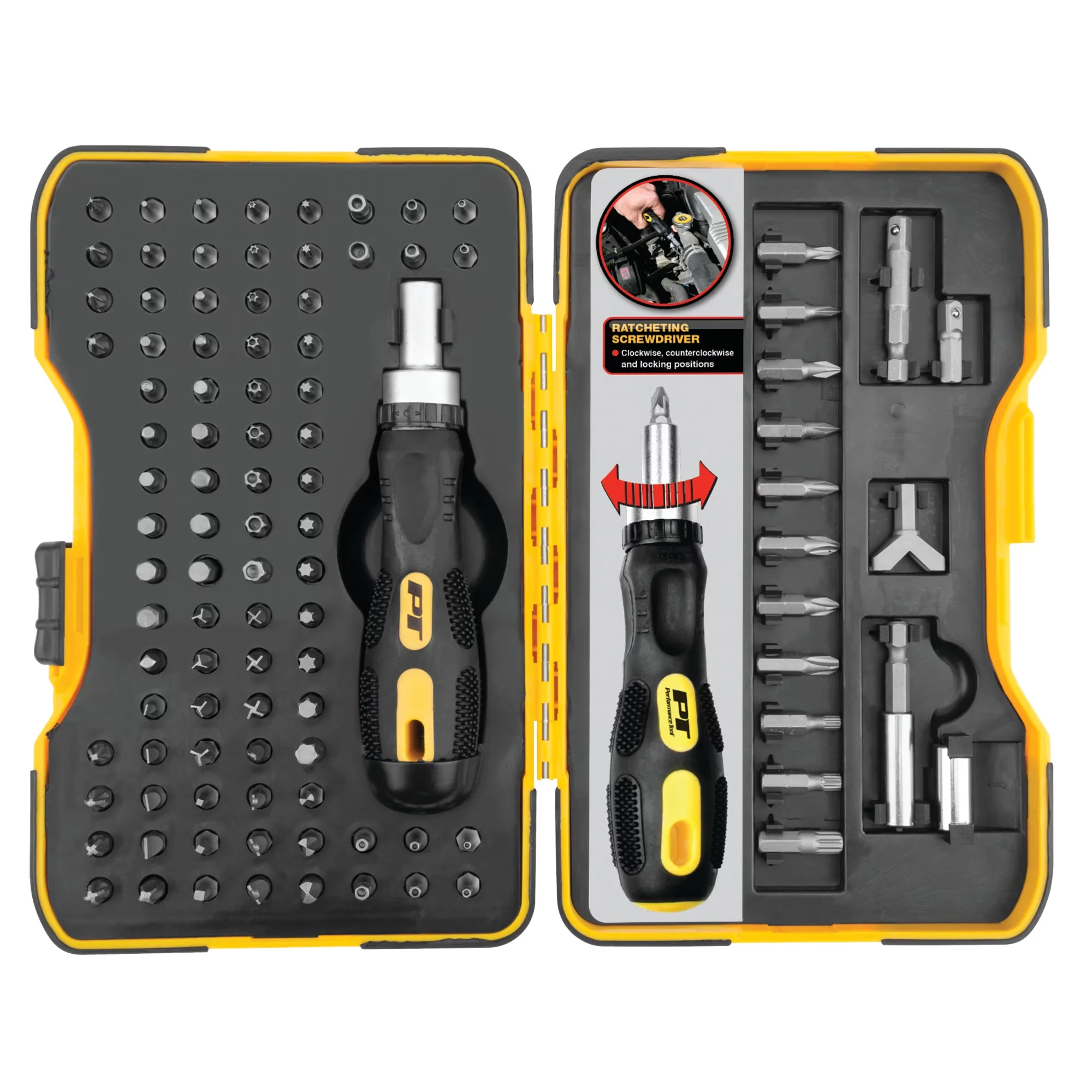 Premium Drills Driver with Easy Installation, Magnetic tip hold screws in place, W1719 Ratcheting Bit Set - Yellow 1 Bit Driver Set Model B39249