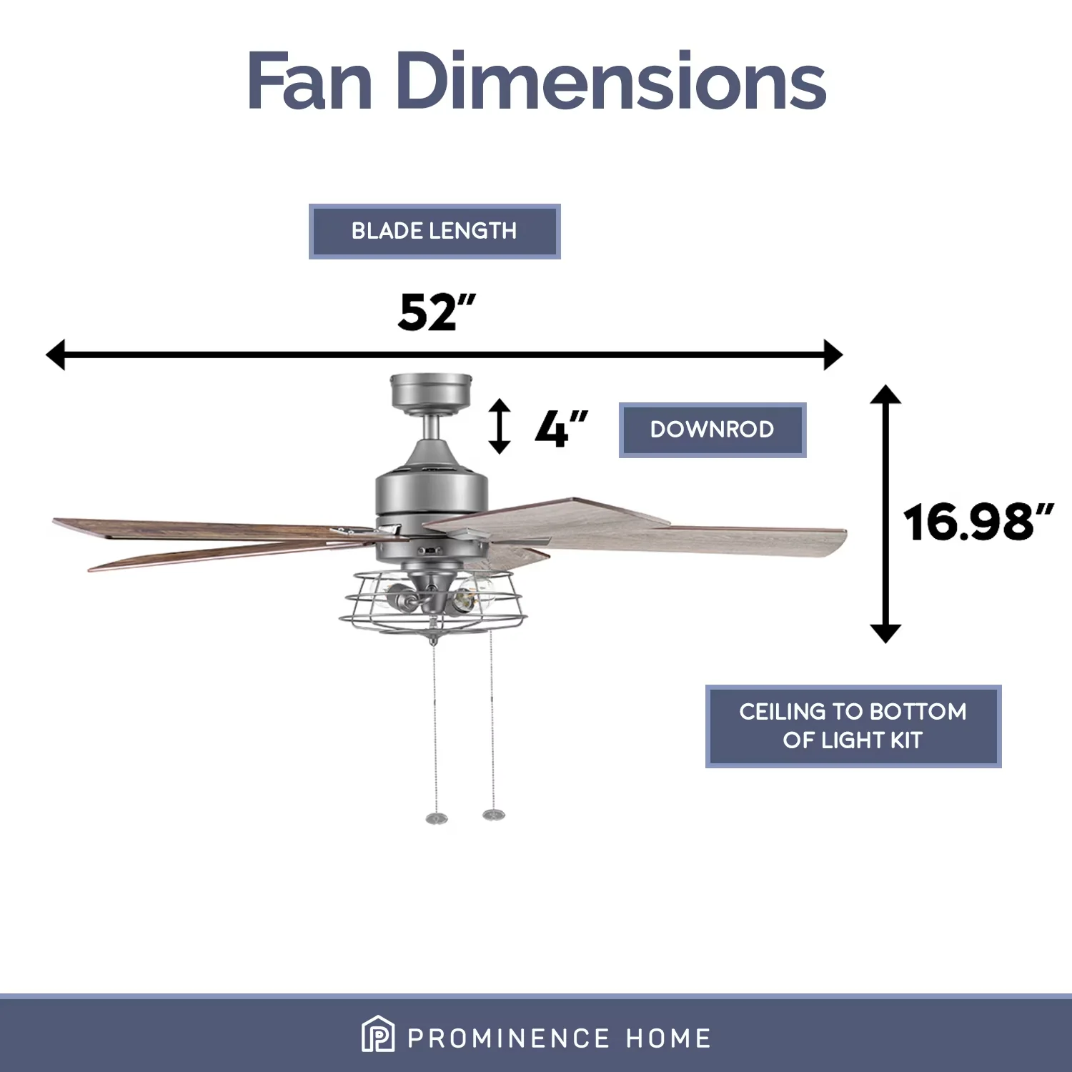 Efficient Ceiling Fan with LED, Reverse Airflow - Metal Silver, Gray, Multicolor Model 1830AE