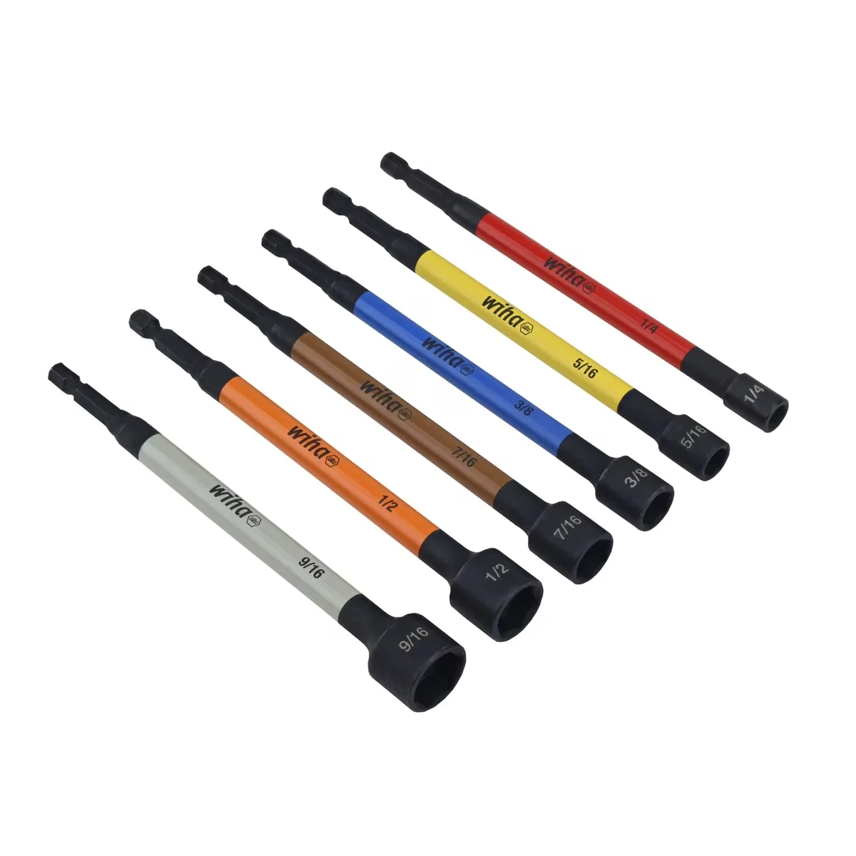 Innovative Hand Tool Set with Magnetic, 6 Pc SAE Color Coded Magnetic Nut Setter - Black Chromium-Molybdenum Alloy Steel Model BA2F77