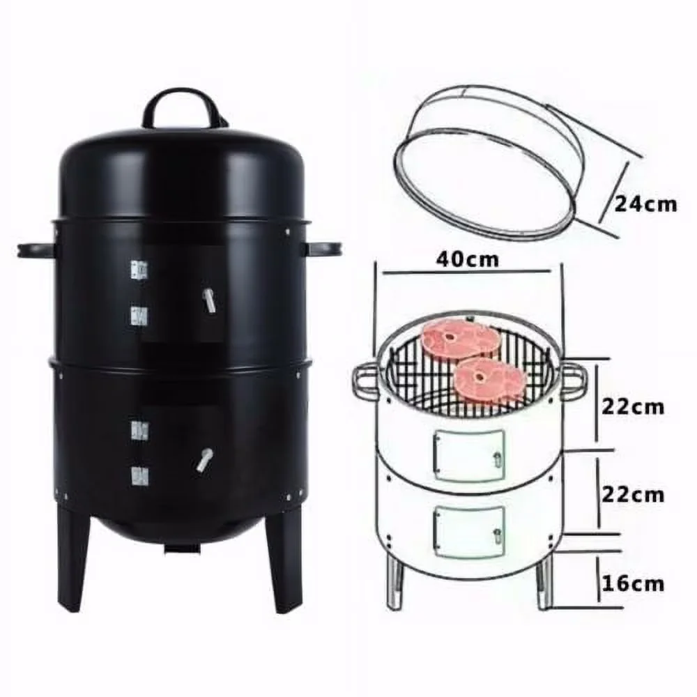 Smoker Sleek with Portable, Charcoal Vertical - Black Cold-Rolled Steel Plate/Enamel Model 88EF83