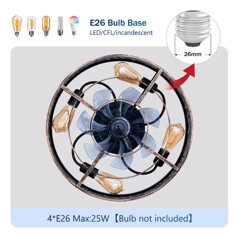 Ceiling Fan Versatile with Industrial, Remote Controlled, Modern - Bronze for Living Room, Kitchen Model 5FD0C9