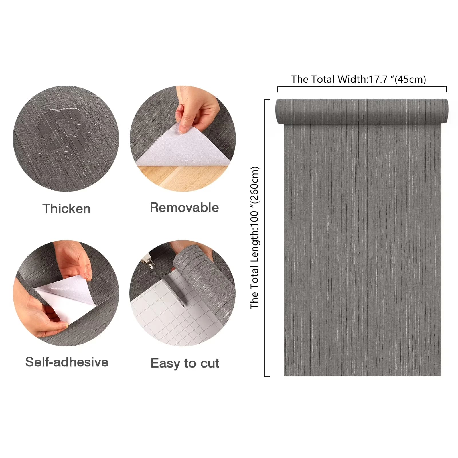 Professional Wallpaper Wall Decals Wall Covering with Waterproof, Removable - Vinyl Gray Model 20E977